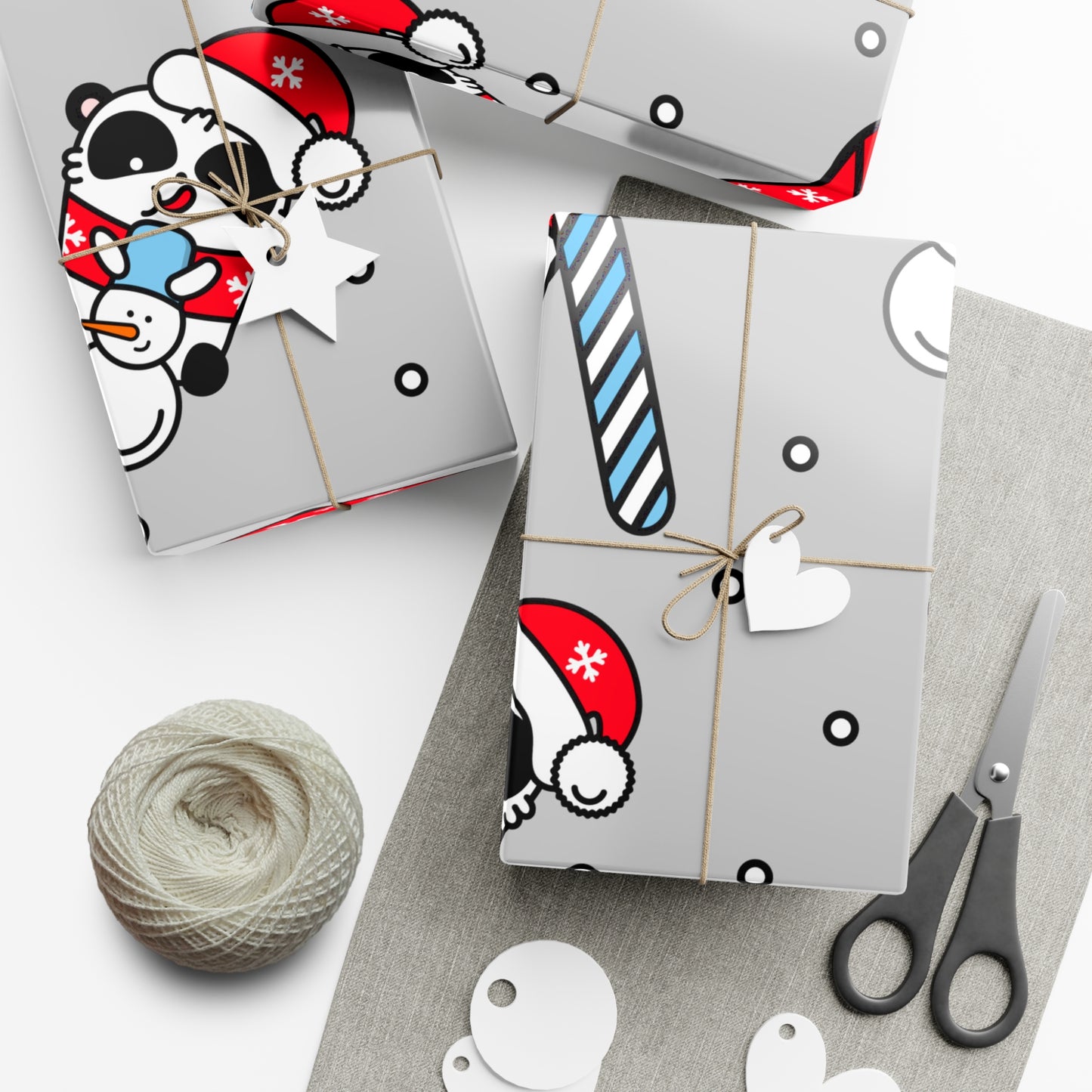 Gift Wrap Papers: Holiday Panda Print for Christmas & Birthdays - Festive Decorative Party Supplies, Wrapping Sheets, Cute Design