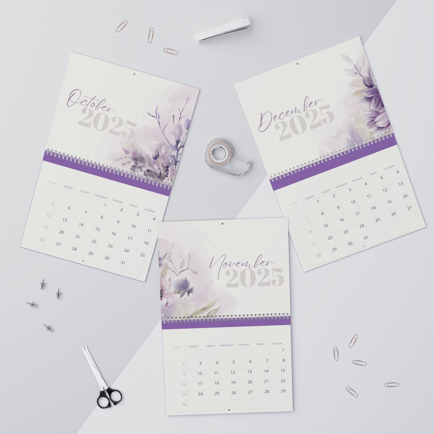 Elegant Floral Wall Calendar - Monthly Planner & Home Decor, Gift for Her, Office Wall Art, Motivational - 2025 Calendar