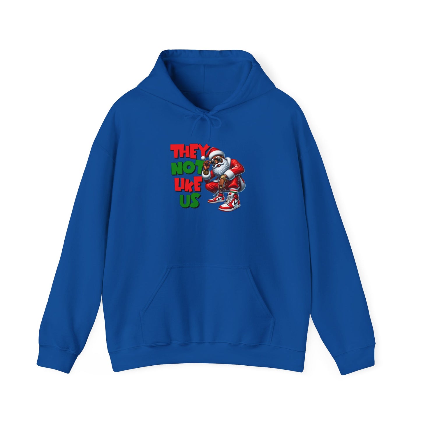 Festive Santa Graphic Hoodie - 'They Not Like Us' Unisex Heavy Blend Sweatshirt