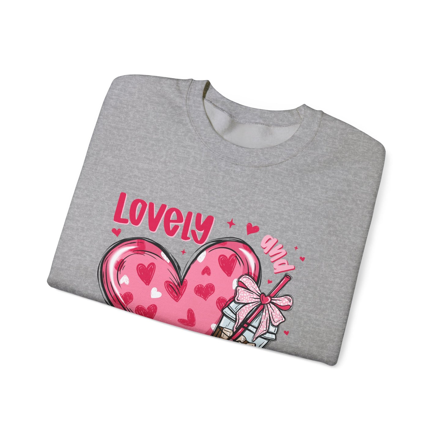 Lovely Caffeinated Unisex Crewneck Sweatshirt - Cozy Heart Design