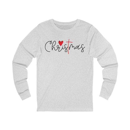 Faith & Love Christmas Long Sleeve Tee, Unisex Holiday Shirt, Religious Christmas Gift, Festive Apparel for All, Cozy Christmas Outfit,