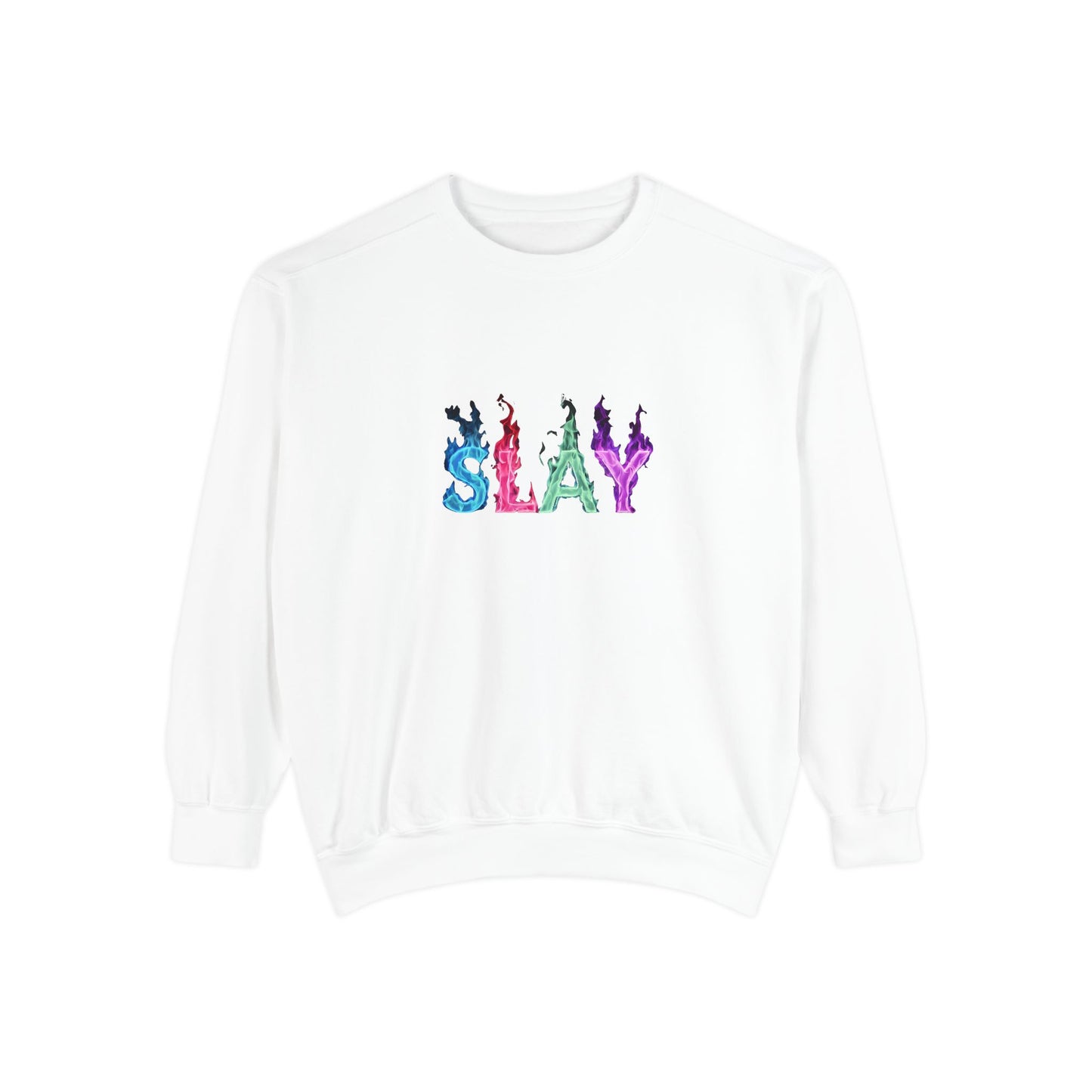 Slay Sweatshirt, Trendy Garment-Dyed Pullover, Perfect Gift for Fashion Lovers, Comfortable Casual Wear, Street Style, Birthday Gift, -