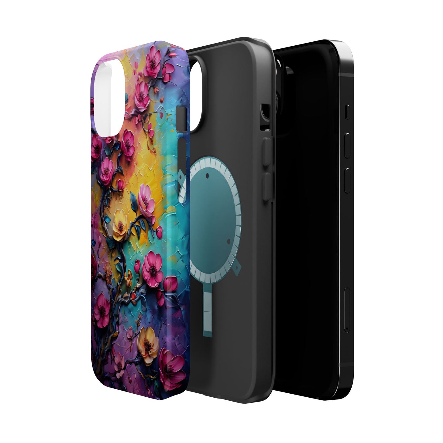 Floral Magnetic Tough Case, Vibrant Phone Cover, Durable Protection, Gift for Flower Lovers, Colorful Floral Design