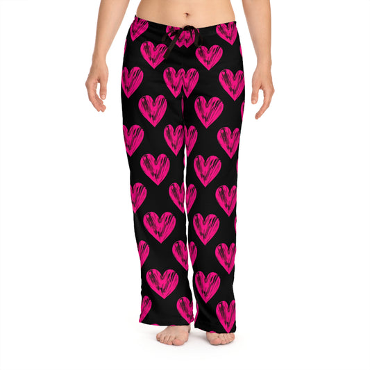 Cozy Heart Print Pajama Pants for Women - Perfect for Valentine's Day