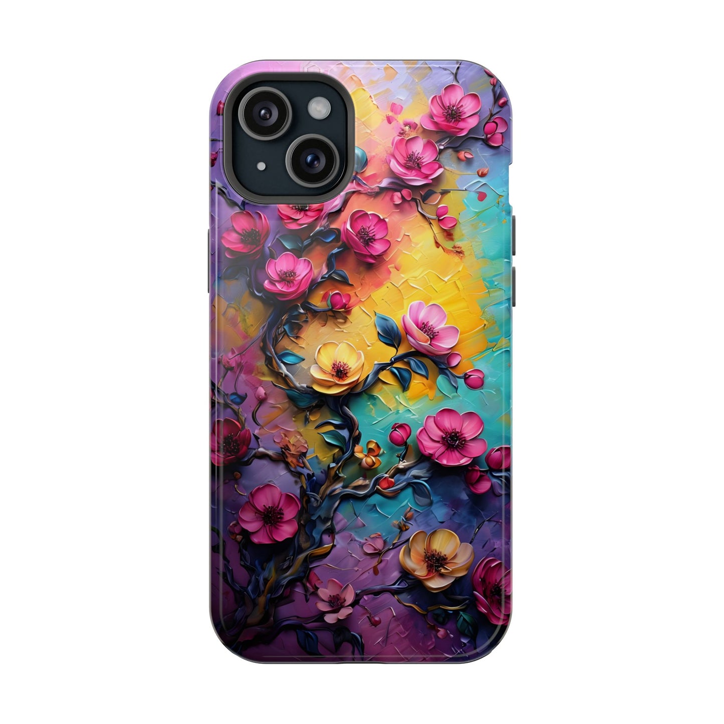 Floral Magnetic Tough Case, Vibrant Phone Cover, Durable Protection, Gift for Flower Lovers, Colorful Floral Design