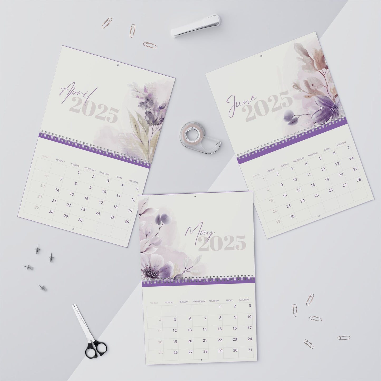 Elegant Floral Wall Calendar - Monthly Planner & Home Decor, Gift for Her, Office Wall Art, Motivational - 2025 Calendar