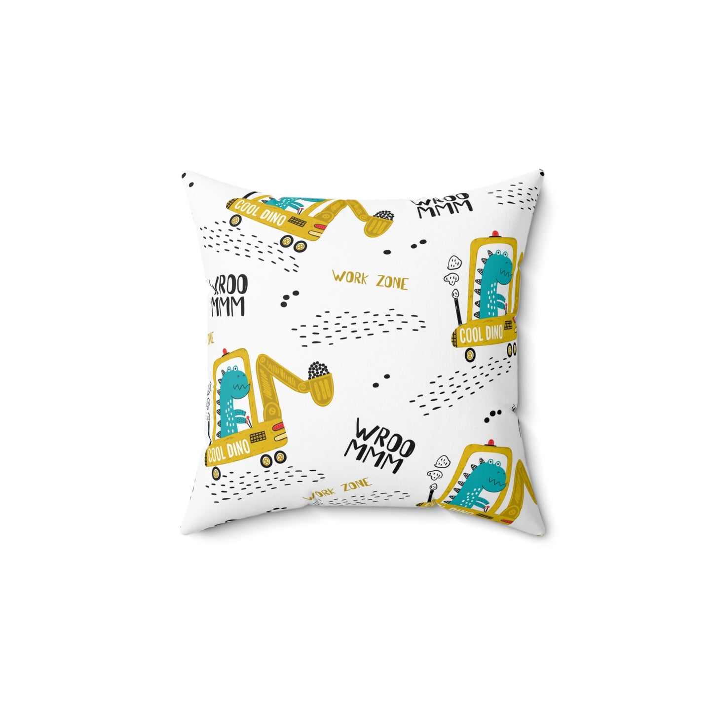 Fun Construction-Themed Pillow for Kids' Rooms, Cool Dino Design, Perfect for Playrooms, Birthdays, Kids' Decor, Cozy Accents