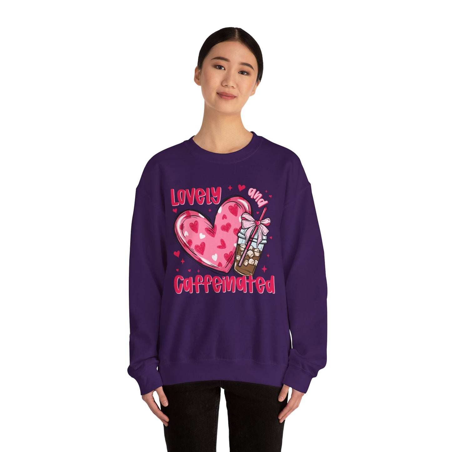 Lovely Caffeinated Heart Sweatshirt, Cozy Coffee Lover Gift, Valentines Day, Cute Her, Comfy Casual Wear, Unisex Pullover, Warm Jumper