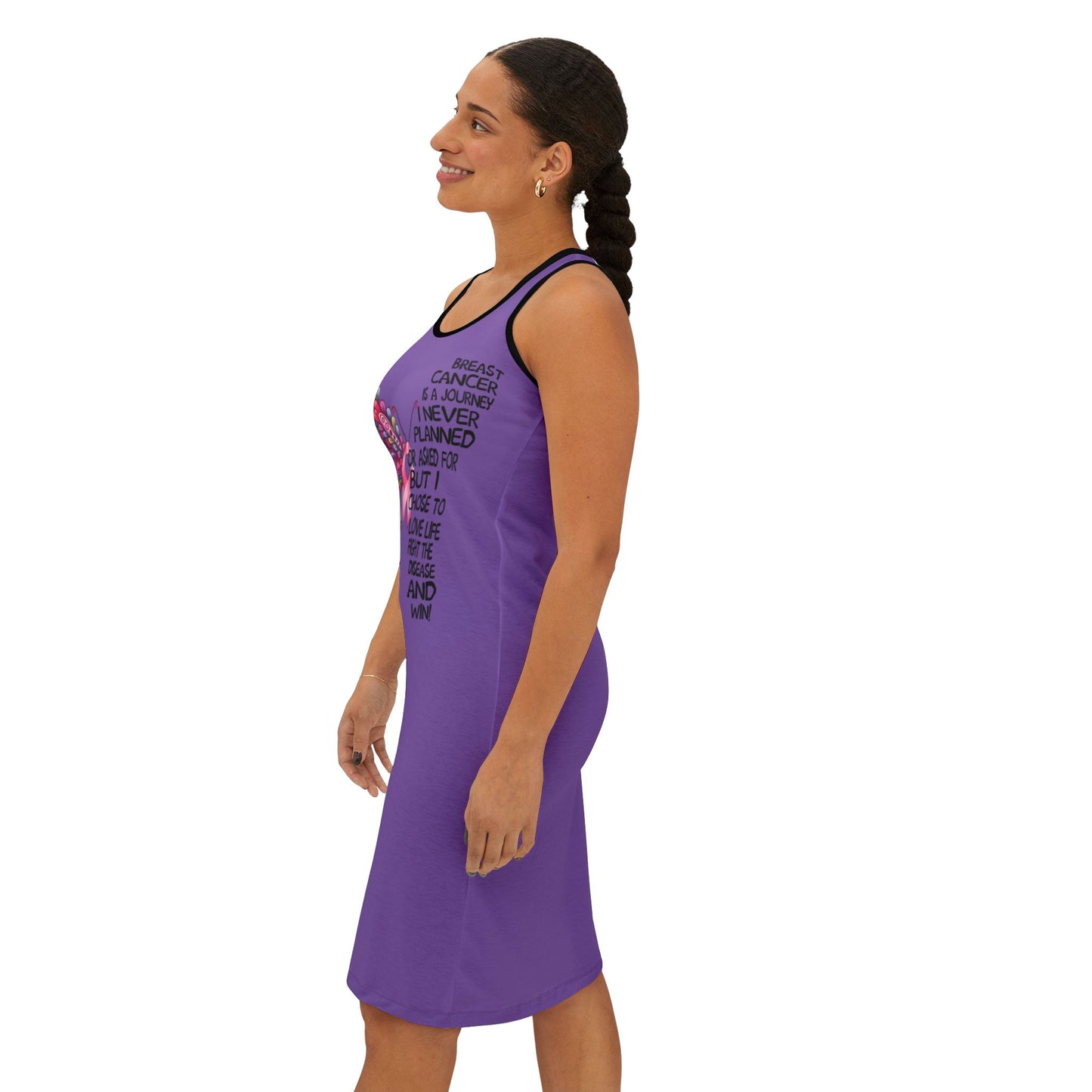 Inspirational Purple Racerback Dress for Breast Cancer Awareness