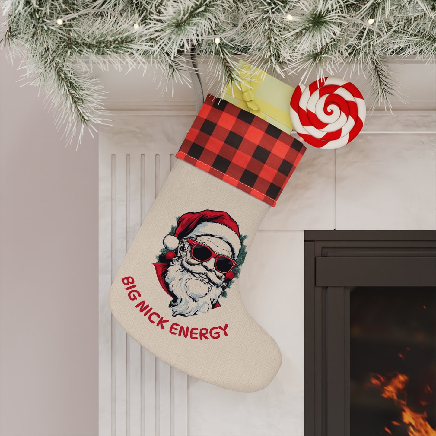 Funny Christmas Stocking, Big Nick Energy, Holiday Decor, Personalized Gift, Xmas Stocking, Festive Decoration