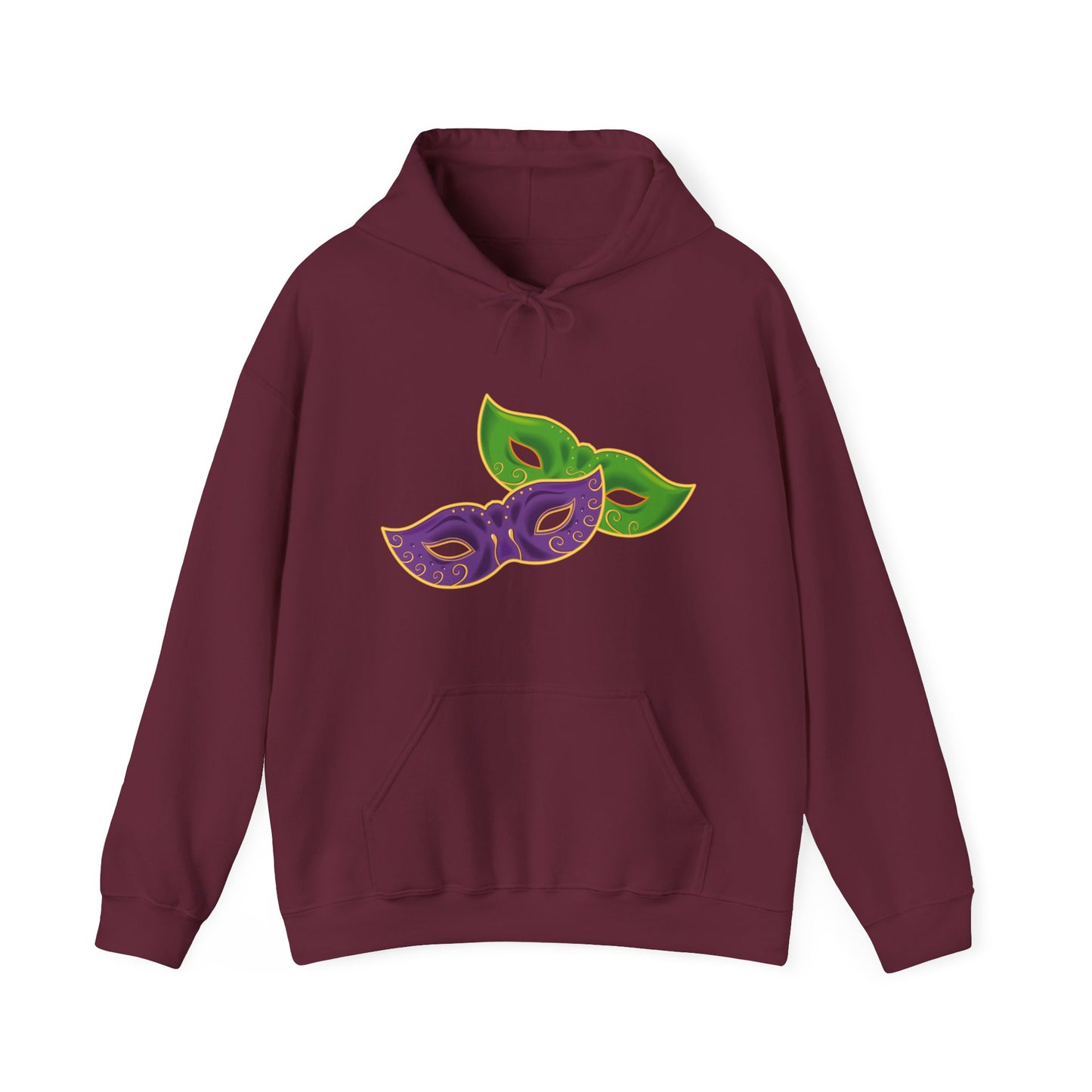 Mardi Gras Celebration Hoodie, Unisex Heavy Blend Sweatshirt, Fun Graphic Pullover, Party Apparel, Carnival Clothing, Festival Outfit