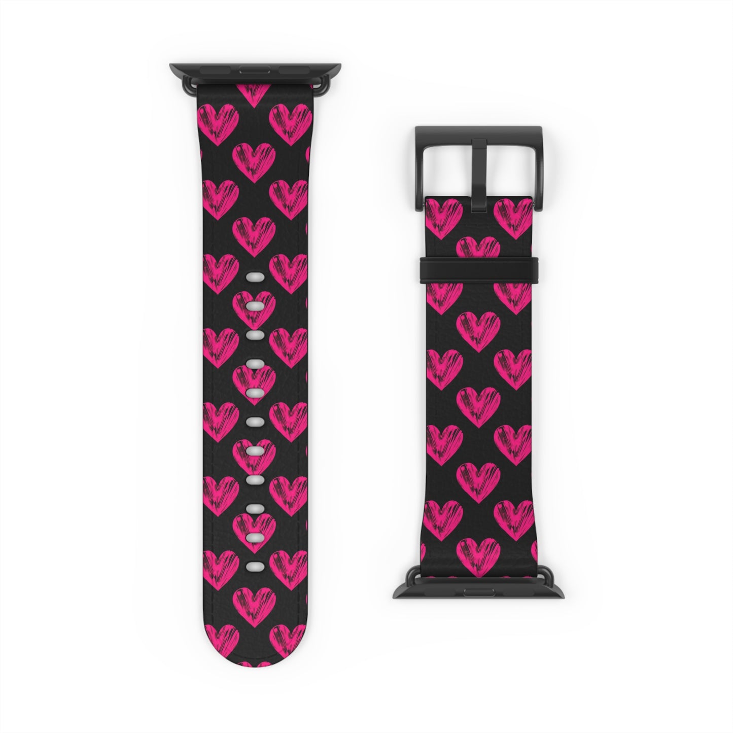 Heart Pattern Watch Band, Cute Smartwatch Strap, Pink Hearts Fitness Tracker Band, Valentine's Gift, Stylish Accessory