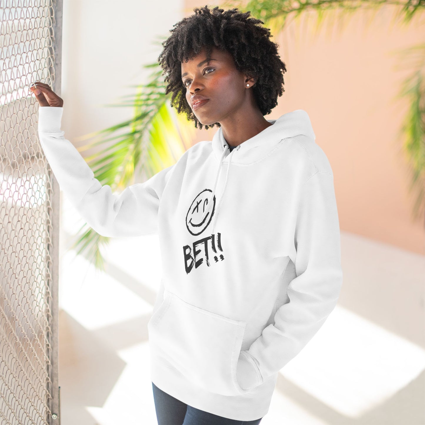 Smiley Bet Fleece Hoodie - Casual Fun, Relaxing, Sports Events, Everyday Wear - Cozy Sweatshirt, Unisex Hoodie