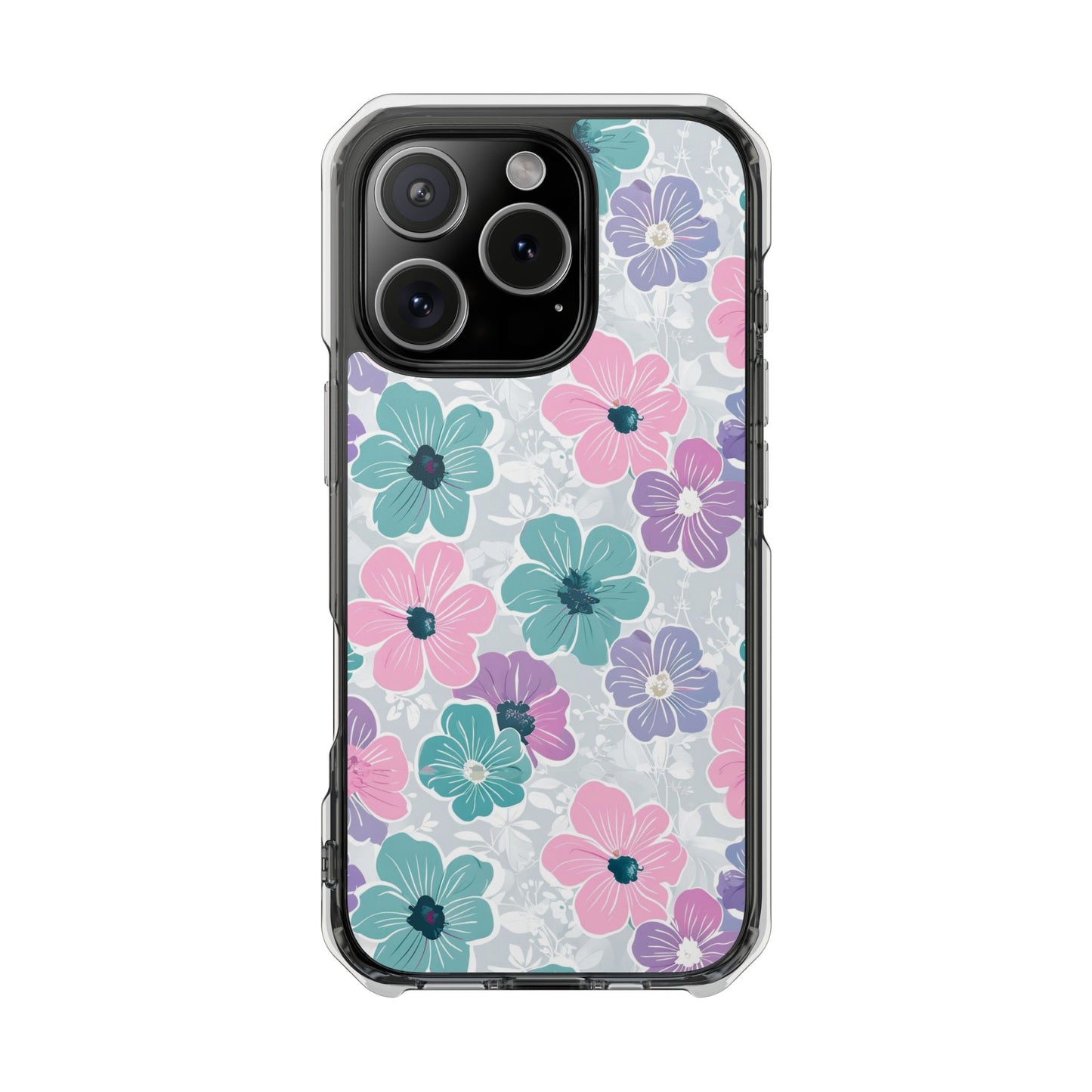 Floral Phone Case, Vibrant Flower Design, Magnetic Clear Impact Cases for Protection, Spring Vibes, Gift for Her, Cute Phone Cover