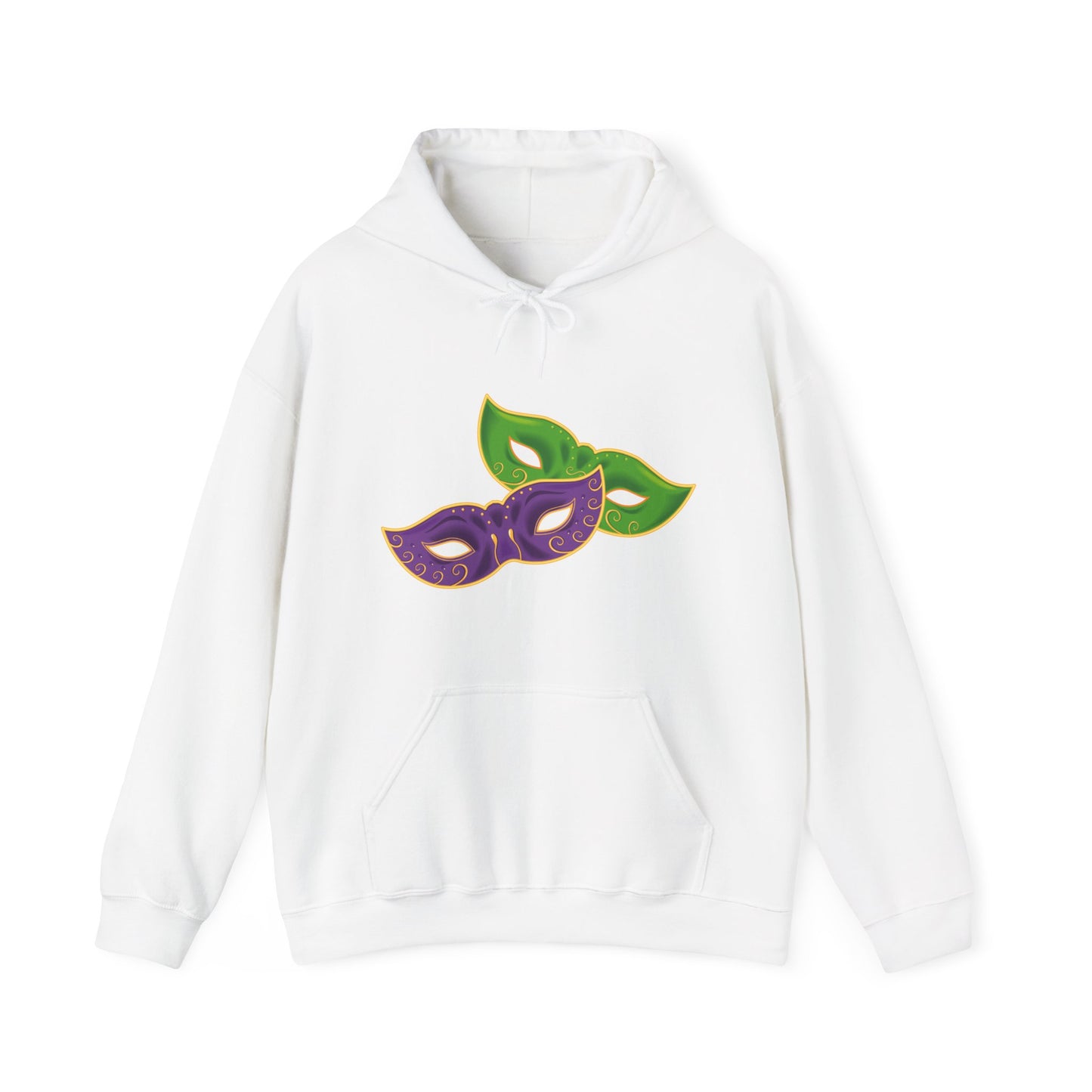 Mardi Gras Celebration Hoodie, Unisex Heavy Blend Sweatshirt, Fun Graphic Pullover, Party Apparel, Carnival Clothing, Festival Outfit