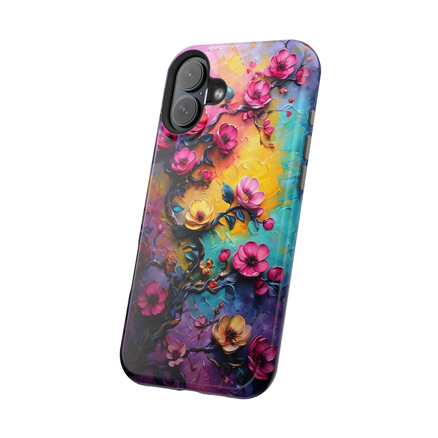 Floral Magnetic Tough Case, Vibrant Phone Cover, Durable Protection, Gift for Flower Lovers, Colorful Floral Design