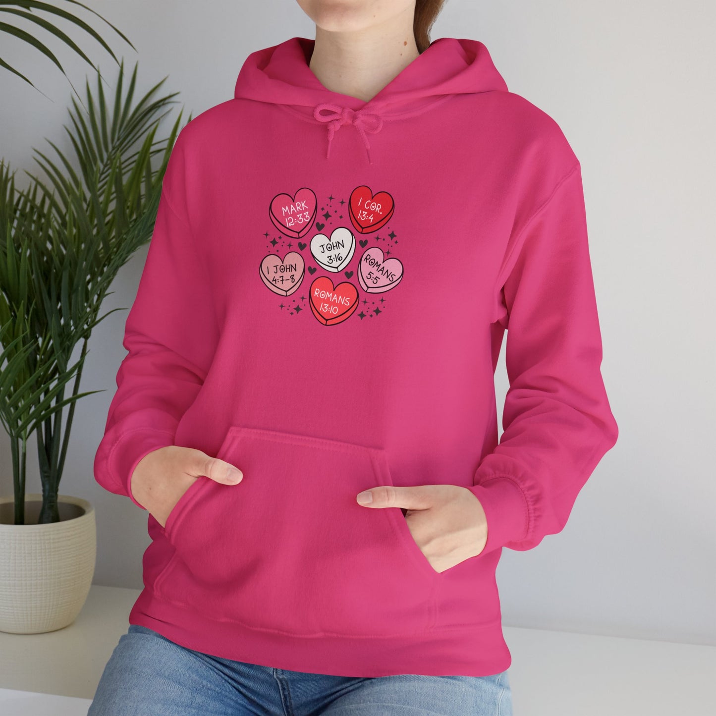 Love Heart Motif Hoodie - Valentine's Day Unisex Sweatshirt