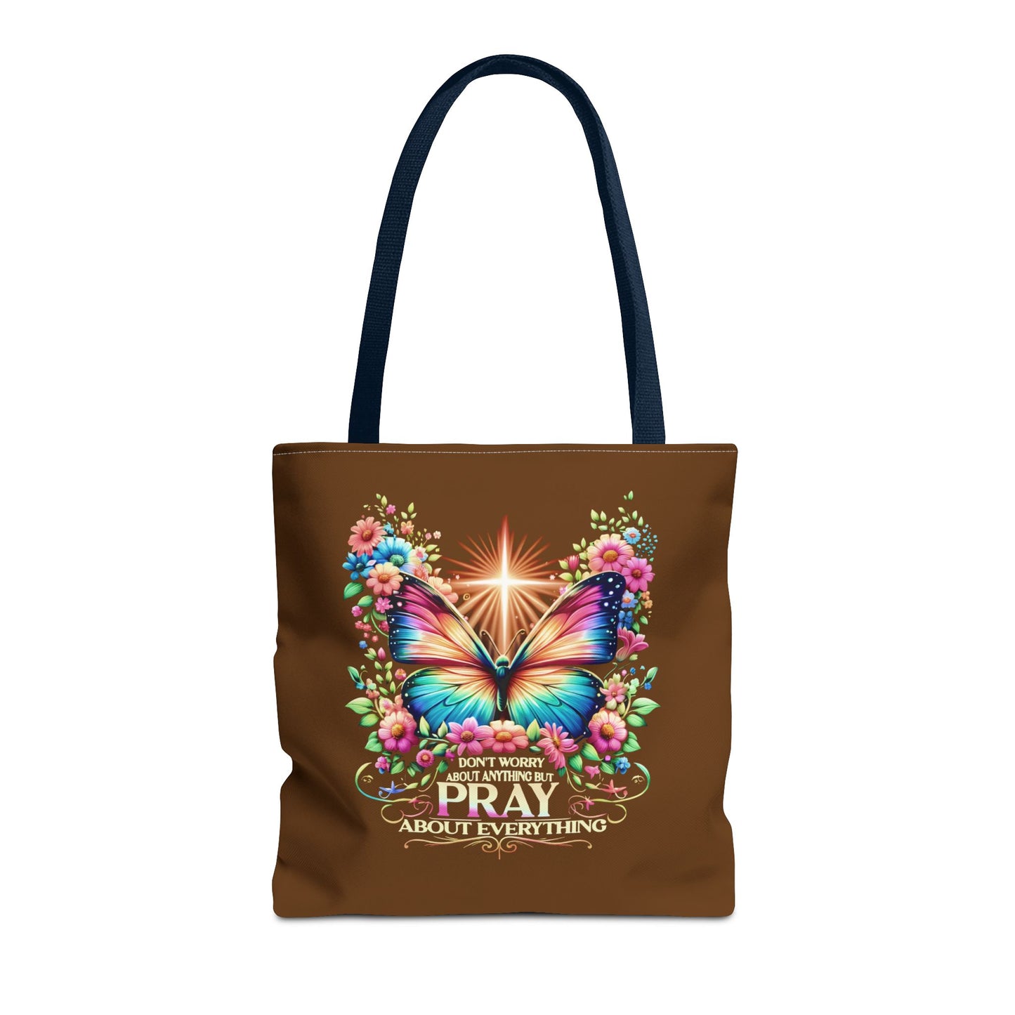 Inspirational Butterfly Tote Bag - "Don't Worry, Pray About Everything" - Motivational Gift, Eco-Friendly Tote, Reusable Shopping Bag,