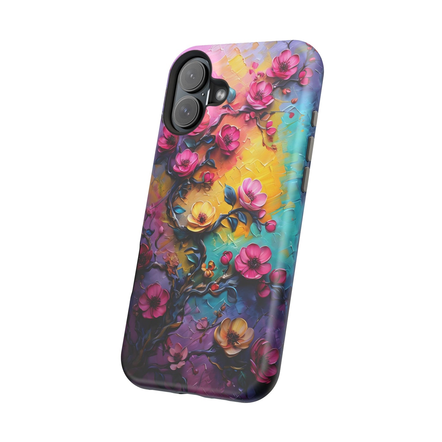 Floral Magnetic Tough Case, Vibrant Phone Cover, Durable Protection, Gift for Flower Lovers, Colorful Floral Design