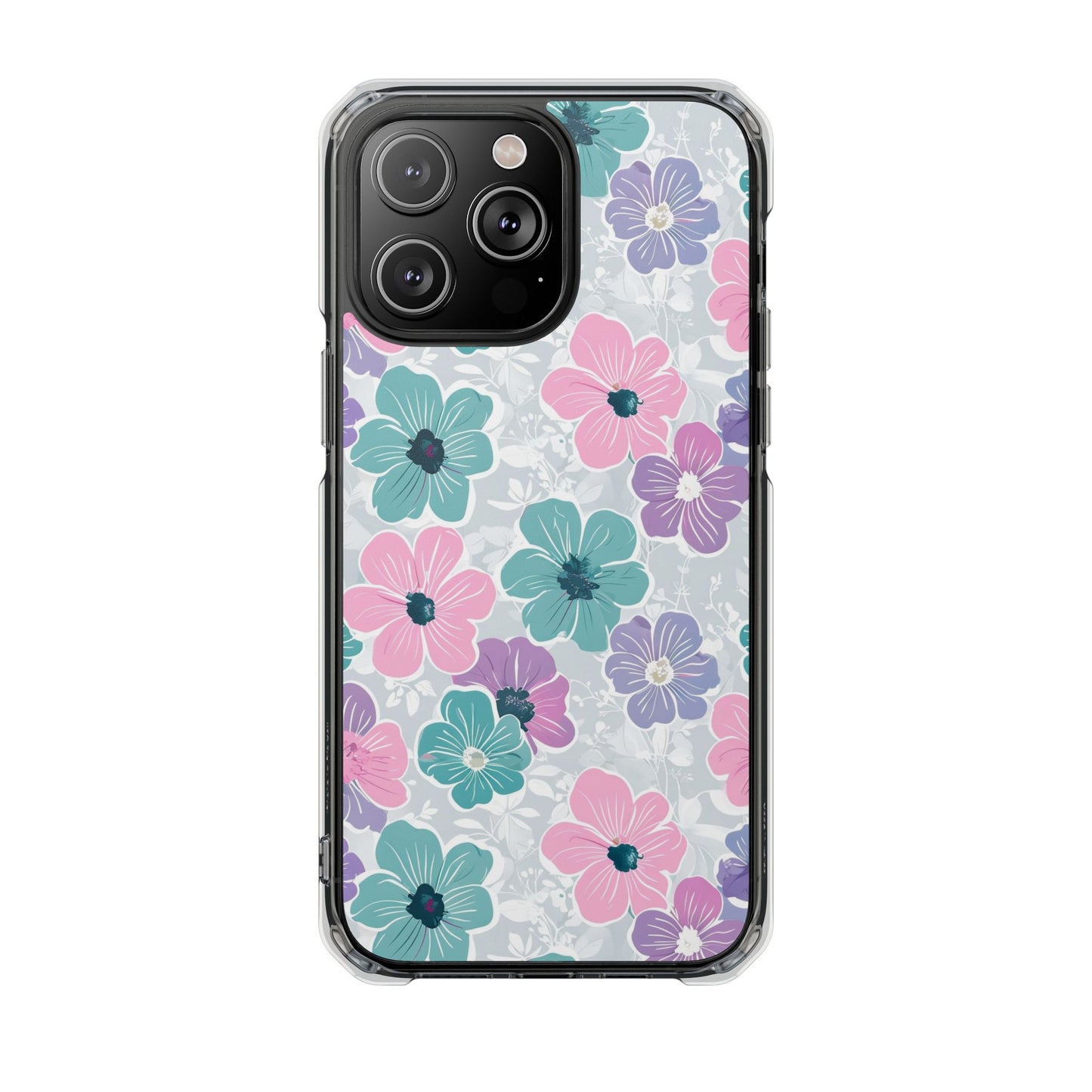 Floral Phone Case, Vibrant Flower Design, Magnetic Clear Impact Cases for Protection, Spring Vibes, Gift for Her, Cute Phone Cover