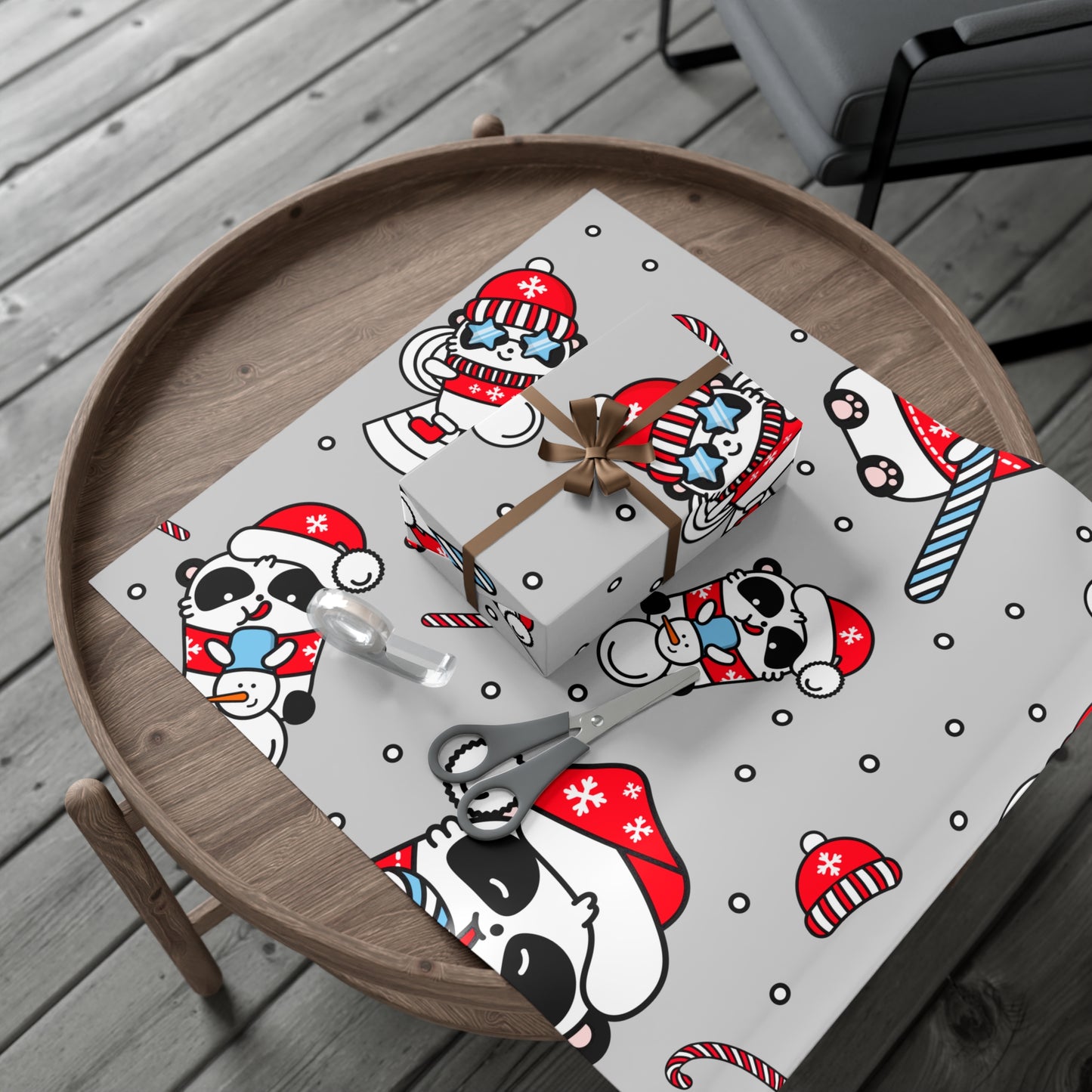 Gift Wrap Papers: Holiday Panda Print for Christmas & Birthdays - Festive Decorative Party Supplies, Wrapping Sheets, Cute Design