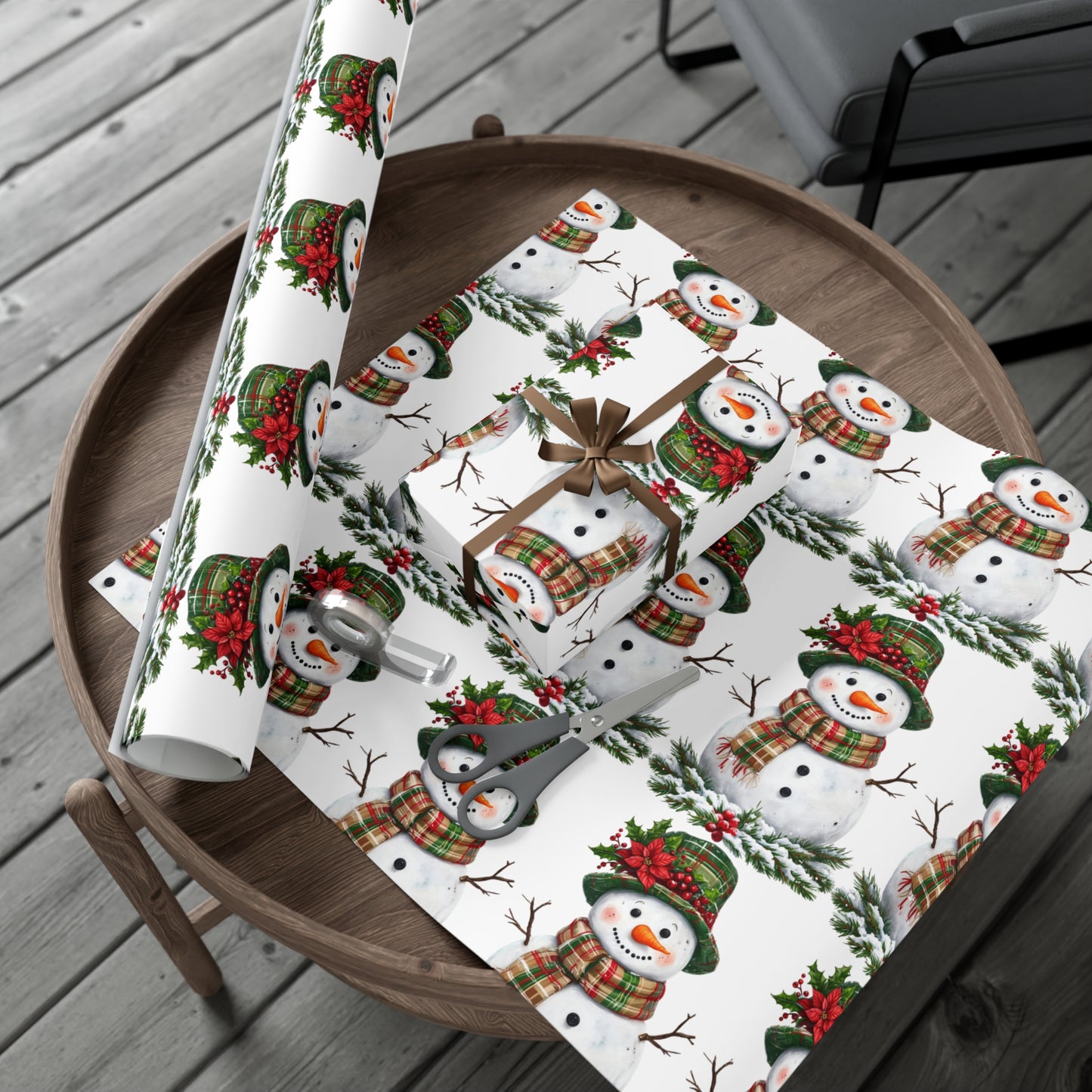 Christmas Gift Wrap Papers - Festive Snowman Design