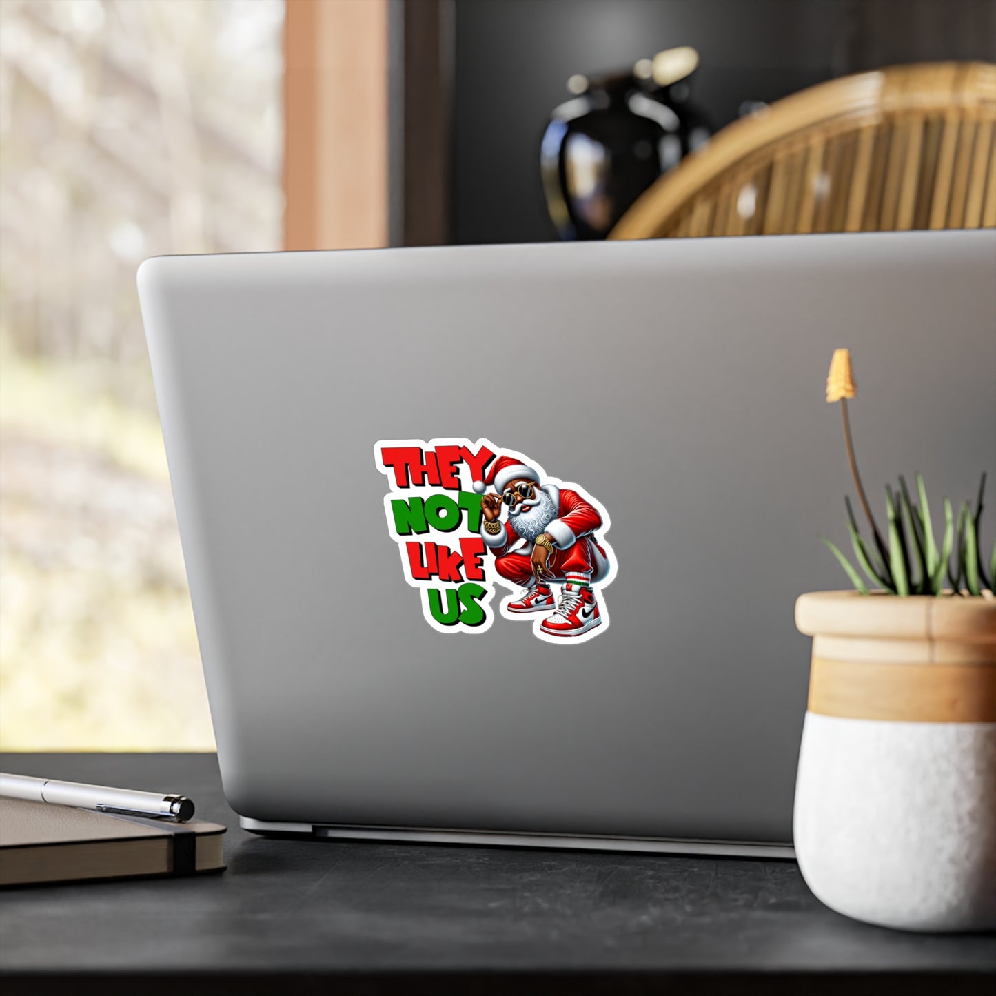 Festive Santa Vinyl Decals - "They Not Like Us" Stickers for Holiday Decor