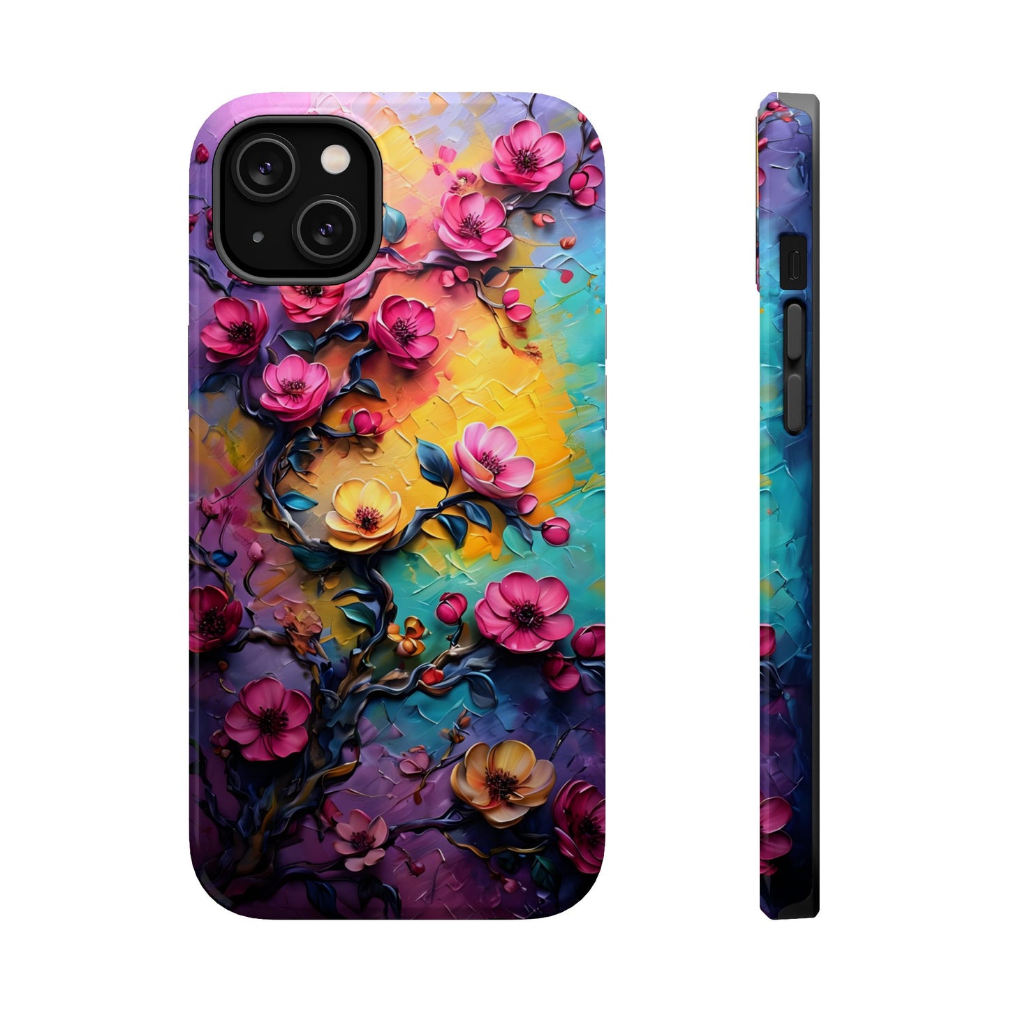 Floral Magnetic Tough Case, Vibrant Phone Cover, Durable Protection, Gift for Flower Lovers, Colorful Floral Design