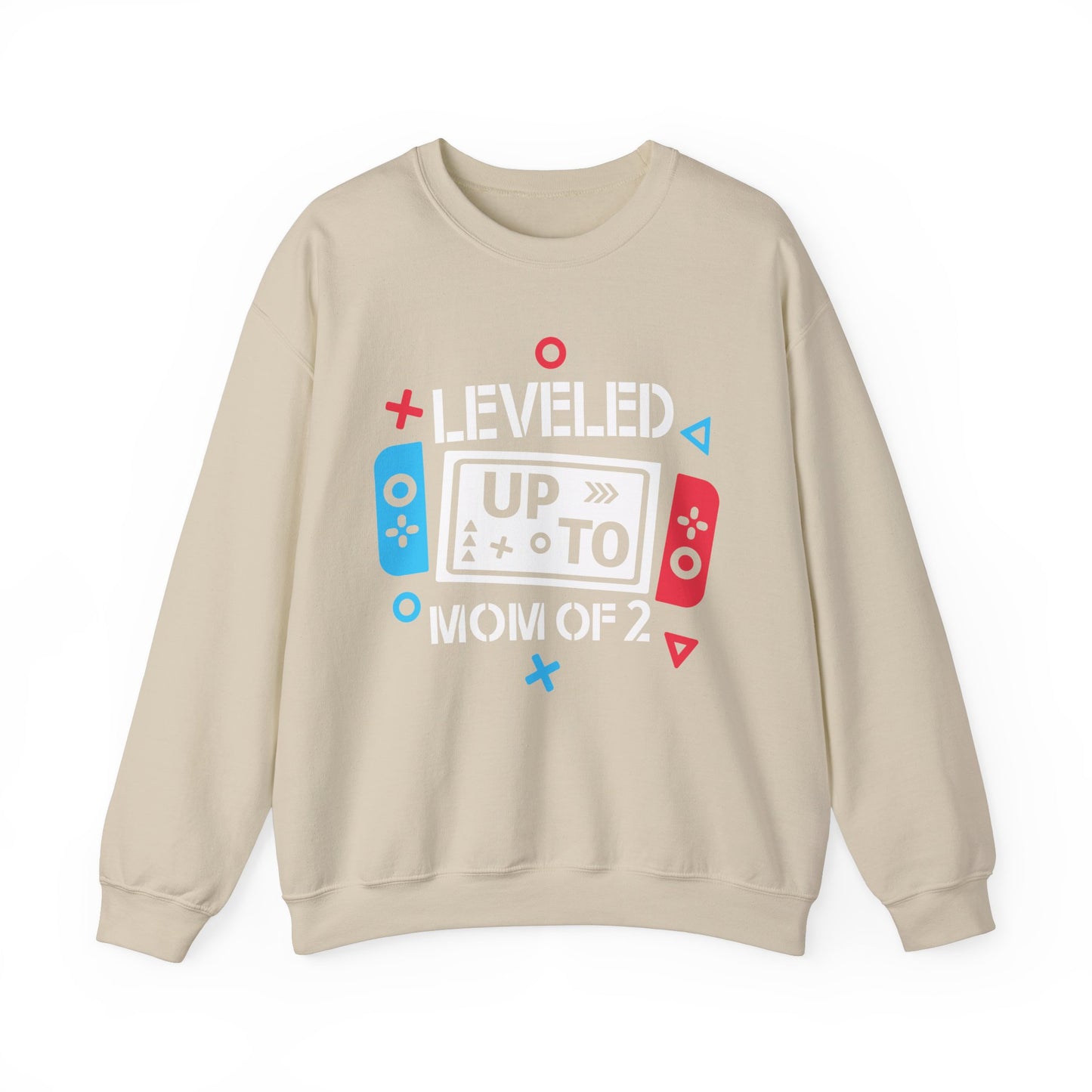 Leveled Up Mom of 2 Crewneck Sweatshirt – Gaming Gift for Moms