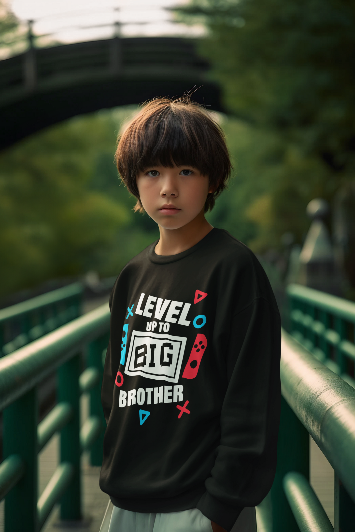 Video Game Inspired Youth Crewneck Sweatshirt - Level Up to Big Brother