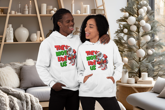 Festive Santa Graphic Hoodie - 'They Not Like Us' Unisex Heavy Blend Sweatshirt