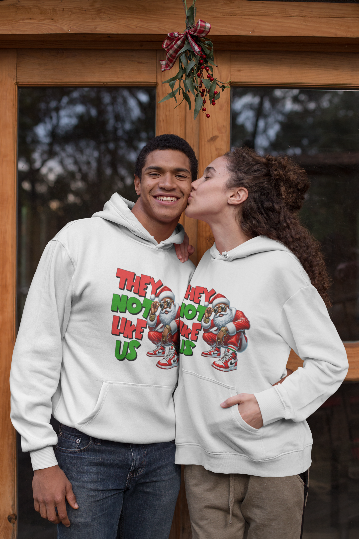 Festive Santa Graphic Hoodie - 'They Not Like Us' Unisex Heavy Blend Sweatshirt