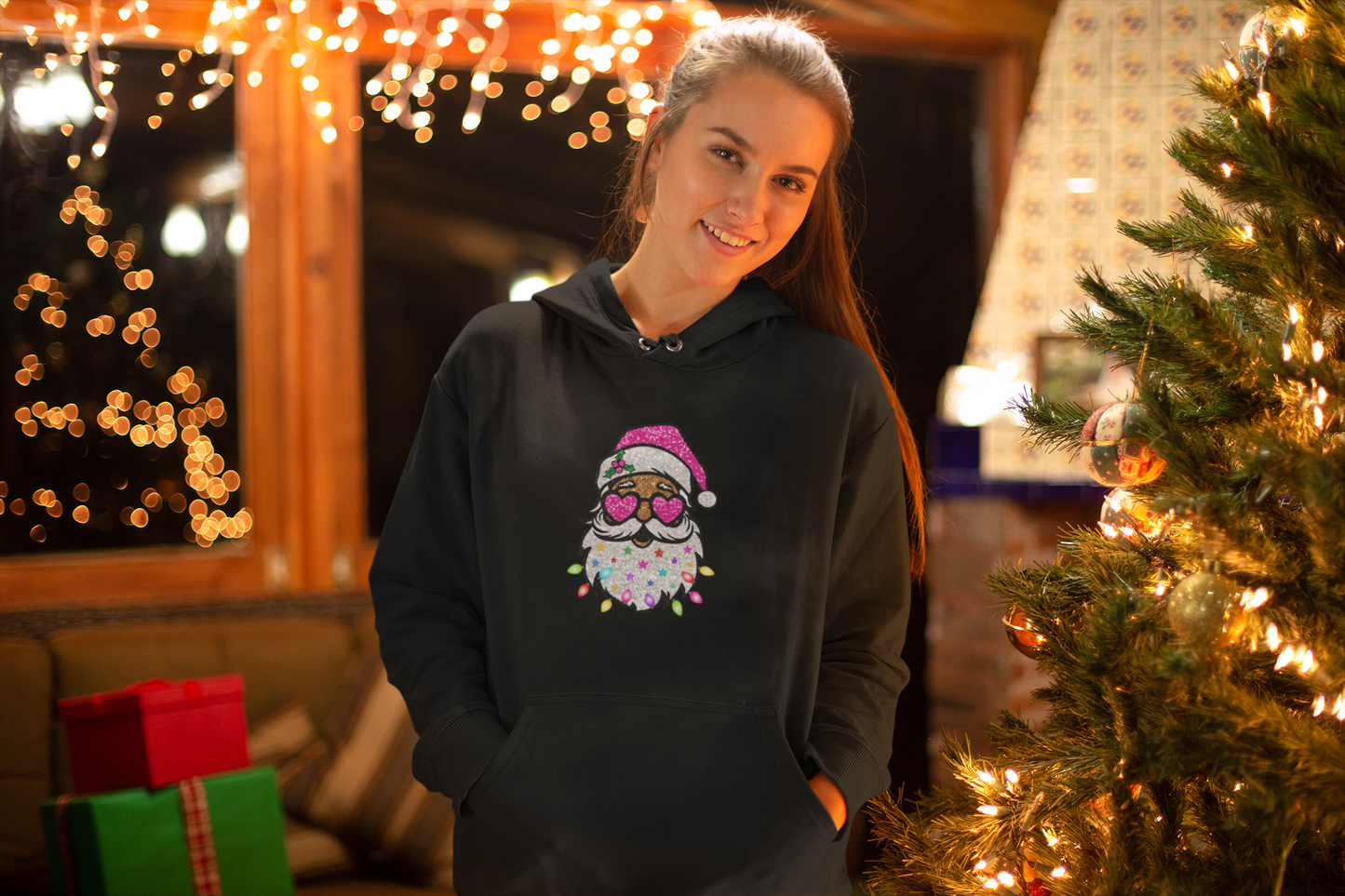 Festive Santa Owl Hoodie - Unisex Heavy Blend™ Sweatshirt for Holiday Cheer