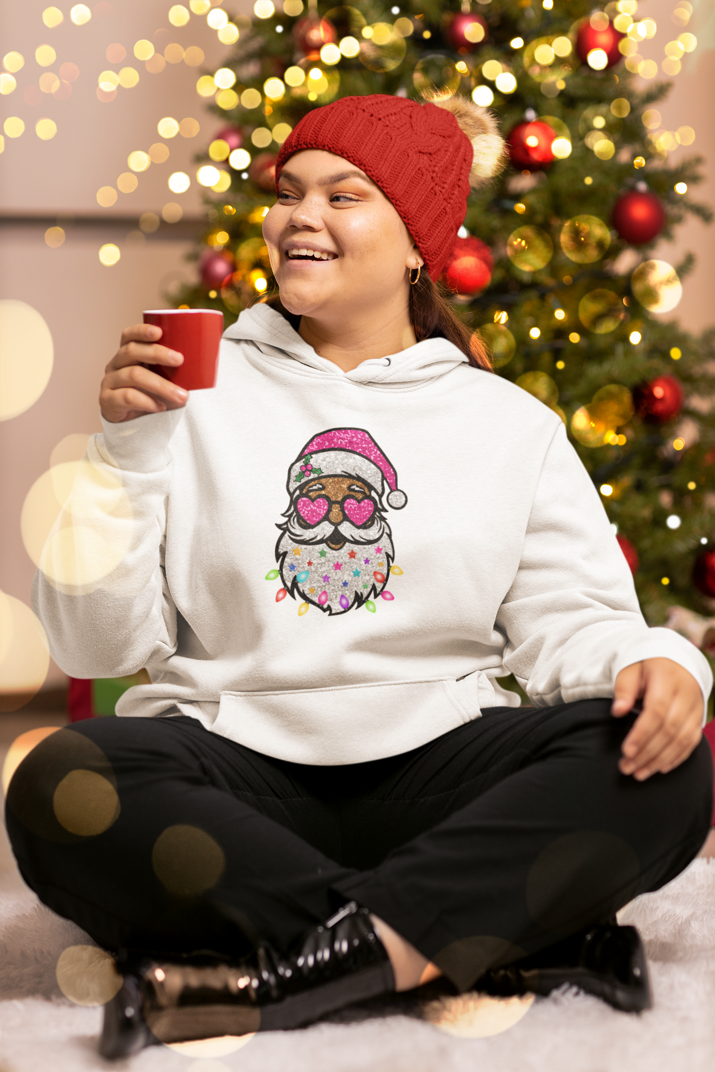 Festive Santa Owl Hoodie - Unisex Heavy Blend™ Sweatshirt for Holiday Cheer