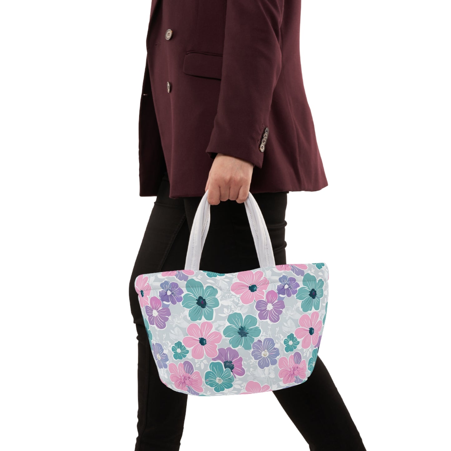 Floral Lunch Bag, Insulated Tote, Reusable Food Carrier, Picnic Bag, Eco-Friendly Gift, Ideal for Work and School