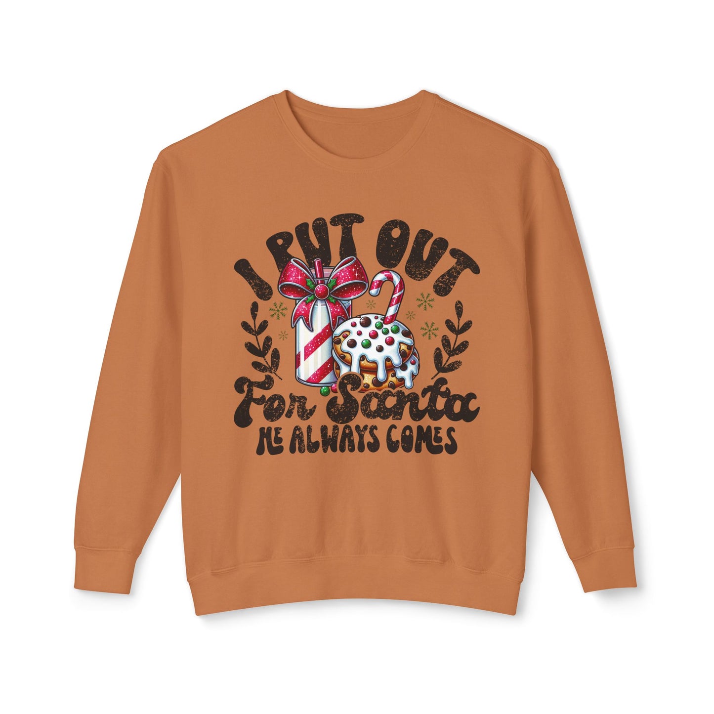 I Put Out for Santa Sweatshirt, Funny Christmas Crewneck, Holiday Gift, Unisex Lightweight Sweater, Festive Apparel, Xmas