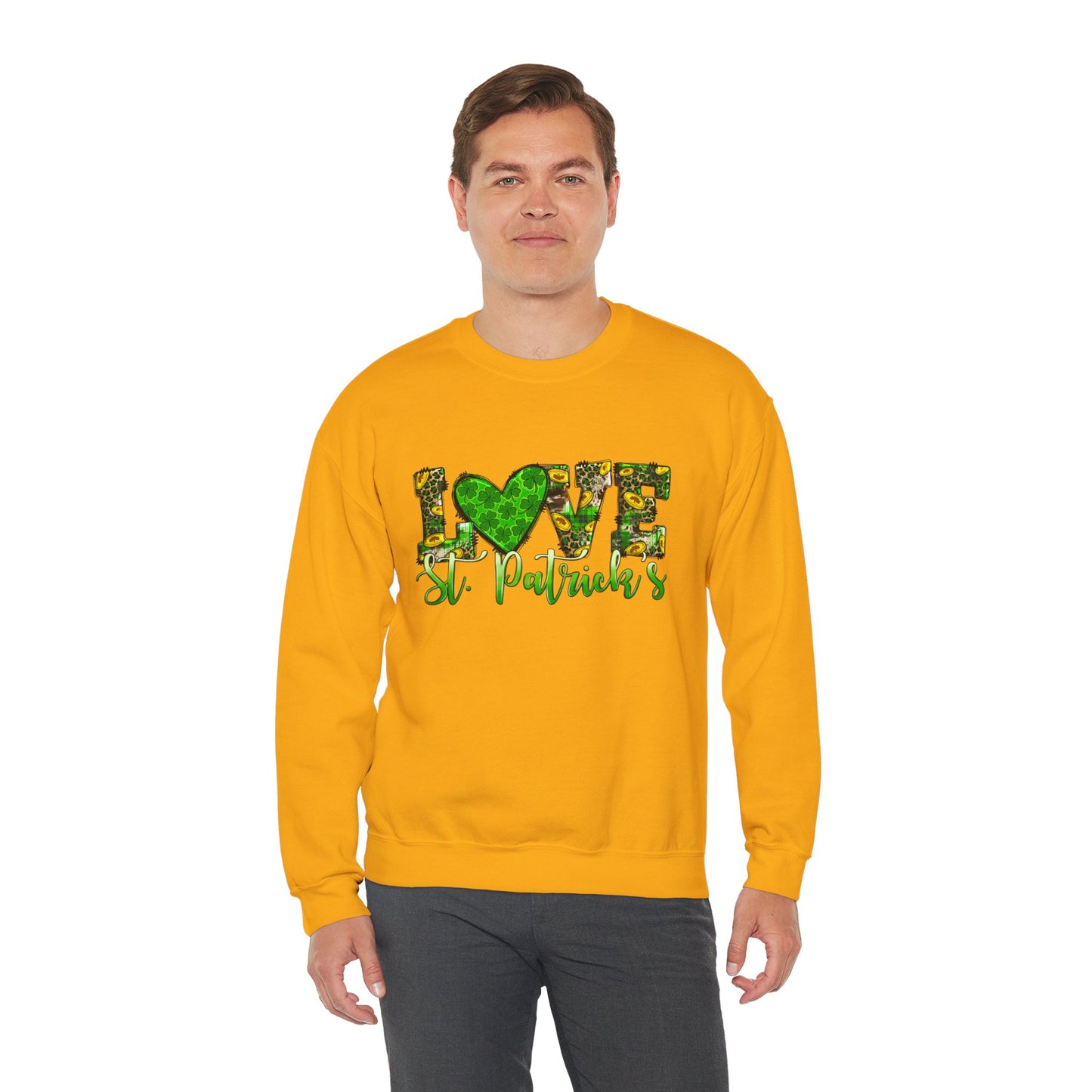 St. Patricks Day Love Sweatshirt, Cozy Crewneck for Celebrations, Unisex Gift, Festive Apparel, Holiday Style, Irish Pride