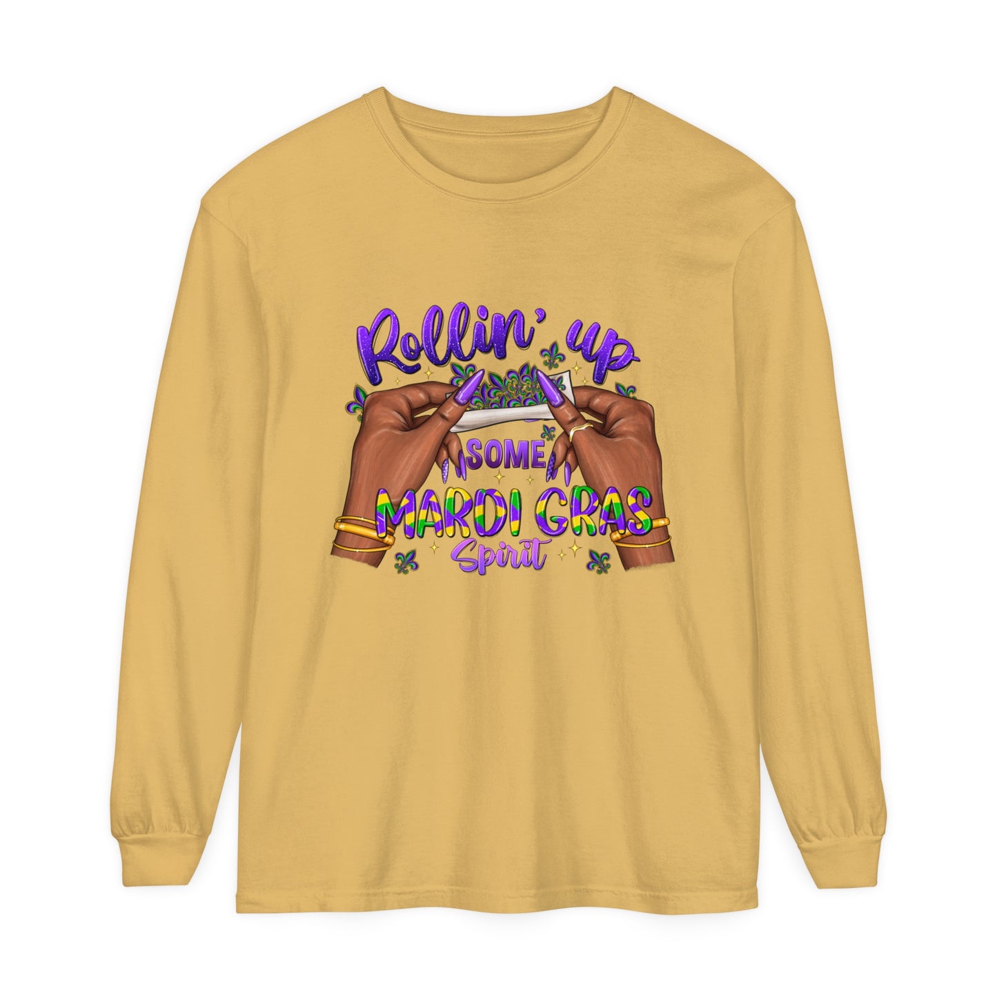 Mardi Gras Long Sleeve T-Shirt, Fun Mardi Gras 2024 Apparel, Unisex Party Tee, Gifts for Mardi Gras Enthusiasts, Festival Wear