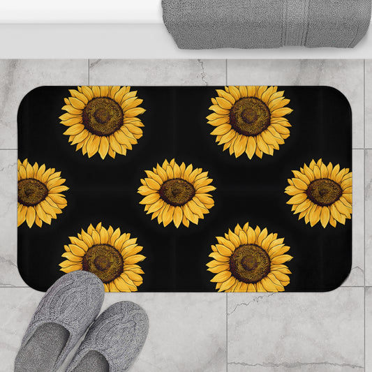 Sunflower Bath Mat, Floral Bathroom Decor, Non-Slip Water Absorbent Mat, Gift for Her, Home Decor for Summer