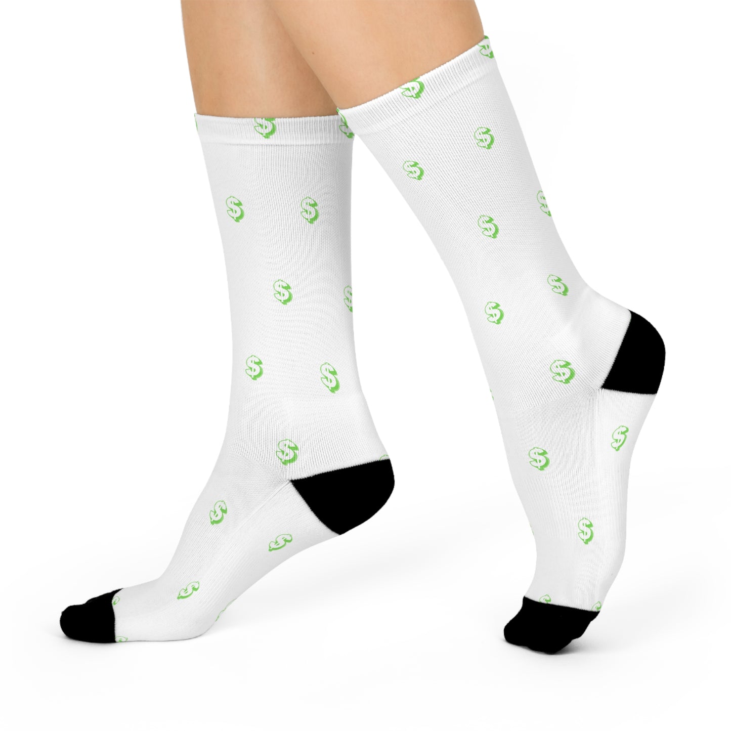 Fun Money Sign Cushioned Crew Socks | Cozy Gift for Financial Nerds, Birthday, Holiday, Casual Wear, Unique Fashion Statement