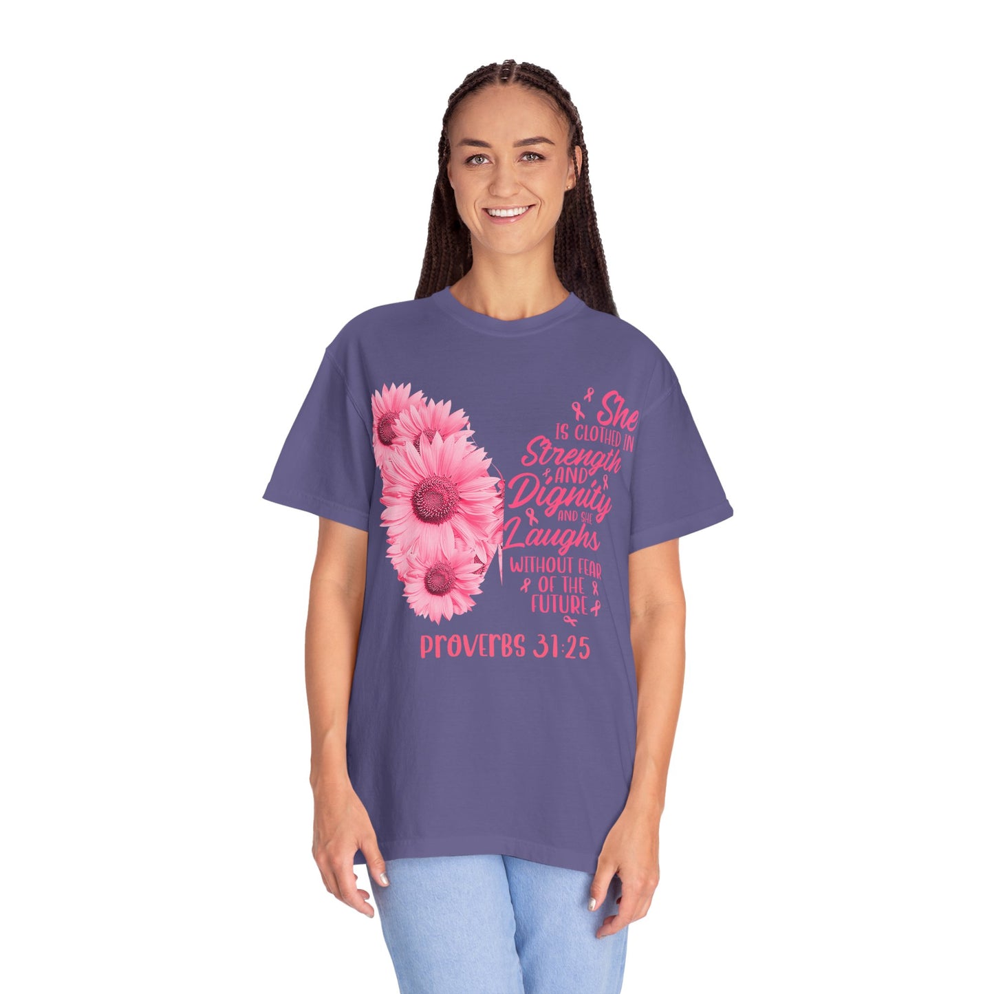 Inspirational Floral T-Shirt | Proverbs 31:25 | Strength & Dignity