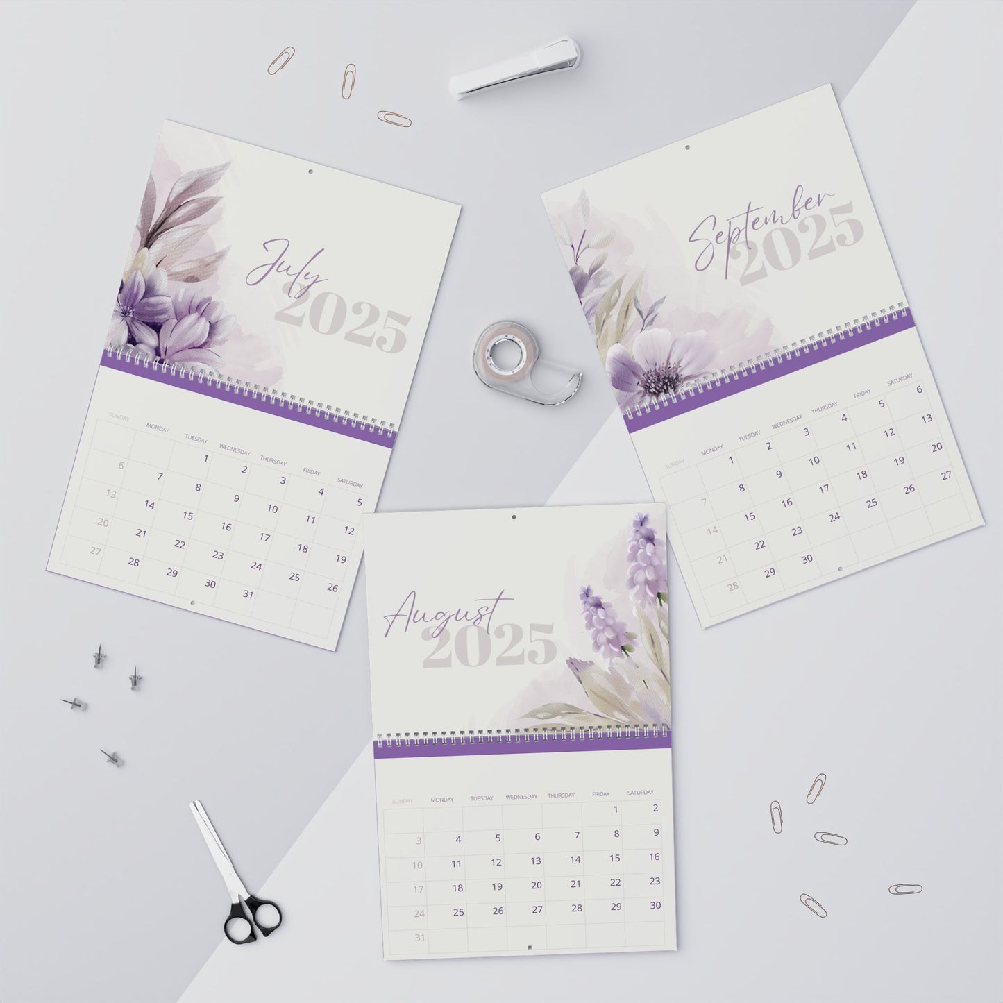 Elegant Floral Wall Calendar - Monthly Planner & Home Decor, Gift for Her, Office Wall Art, Motivational - 2025 Calendar