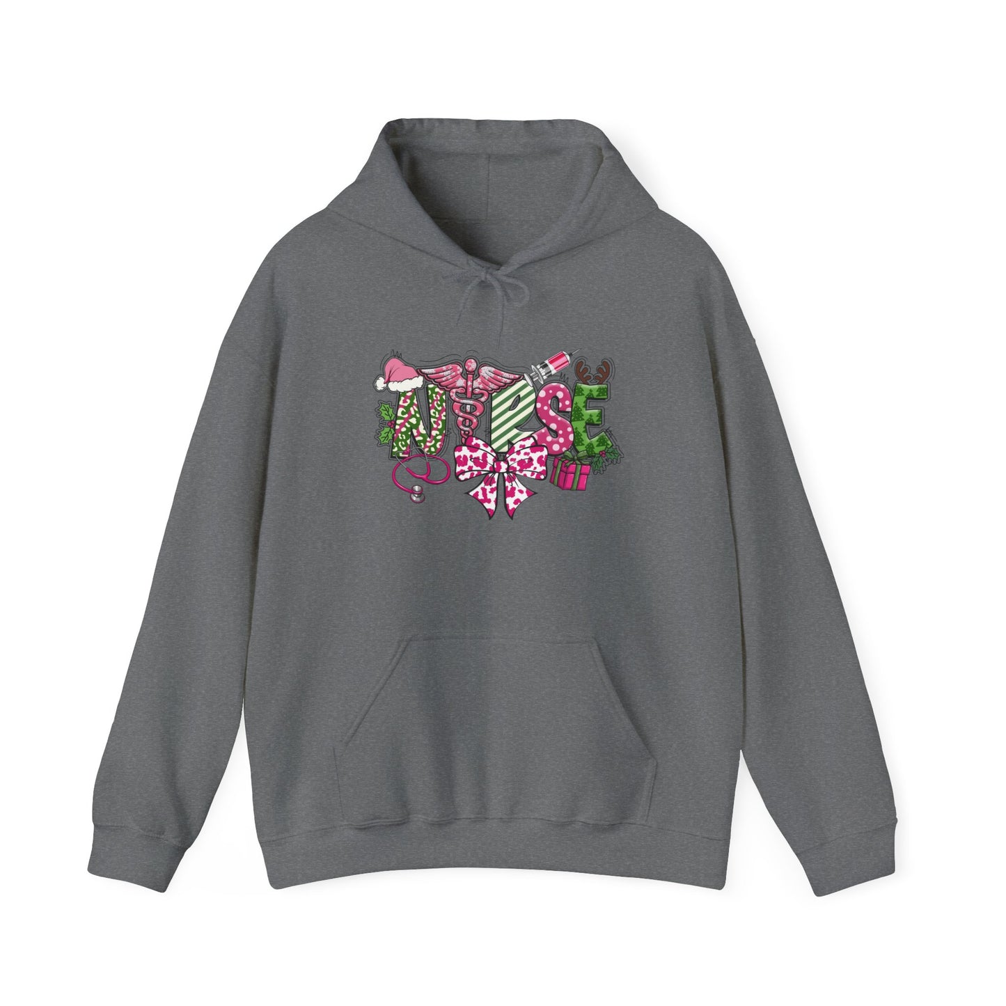 Festive Nurse Unisex Hoodie with Whimsical Holiday Design | Cozy Christmas Sweatshirt, Holiday Celebration, Warmth, Family