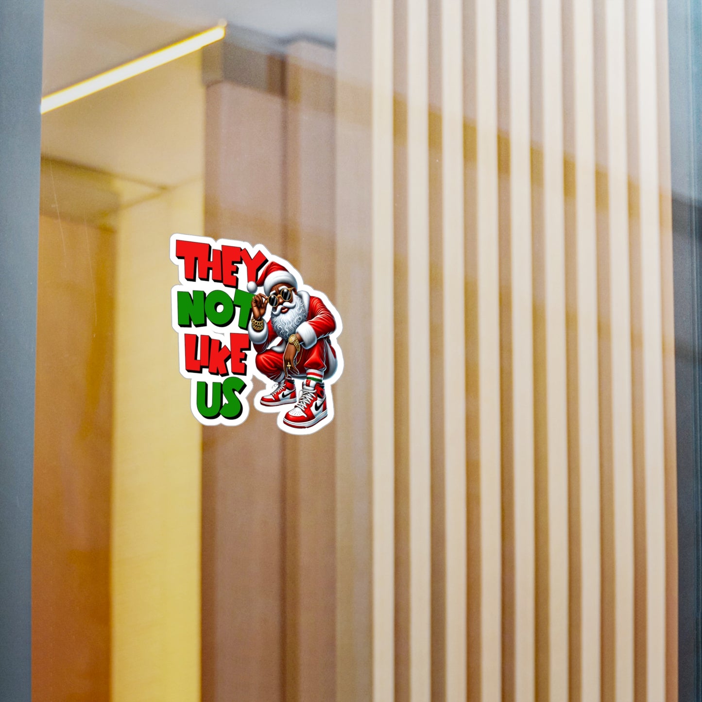 Festive Santa Vinyl Decals - "They Not Like Us" Stickers for Holiday Decor