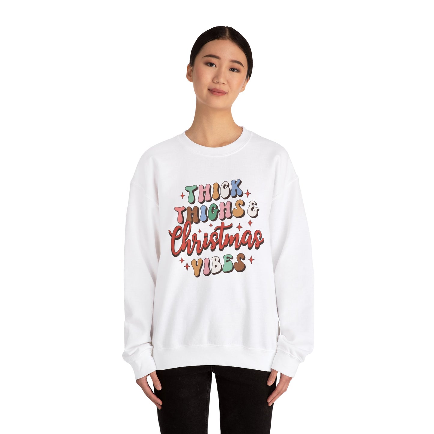 Thick Thighs & Christmas Vibes Sweatshirt, Cozy Holiday Crewneck, Funny Christmas Gift, Unisex Winter Apparel, Cute Christmas