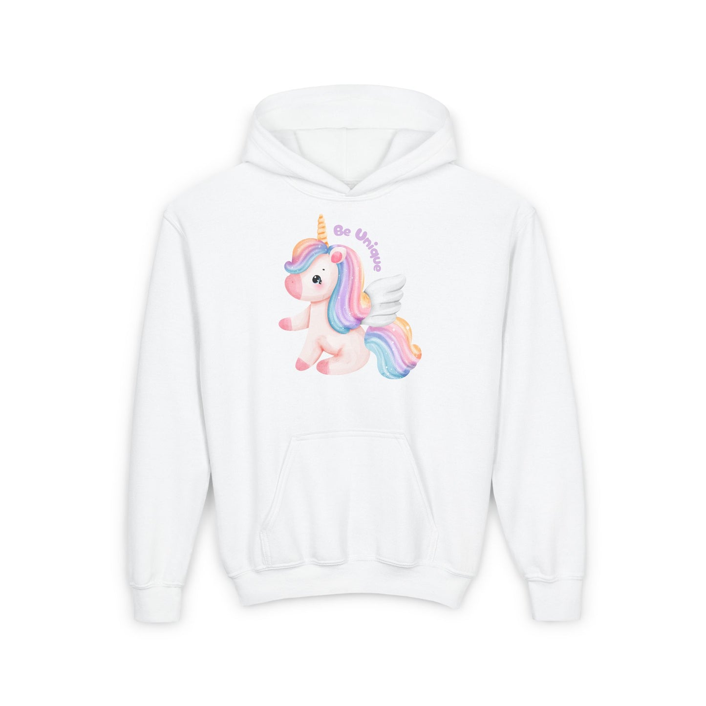 Youth Unicorn Hoodie, Be Unique Hooded Sweatshirt, Kids Gift, Birthday Present, Magical Apparel for All Occasions