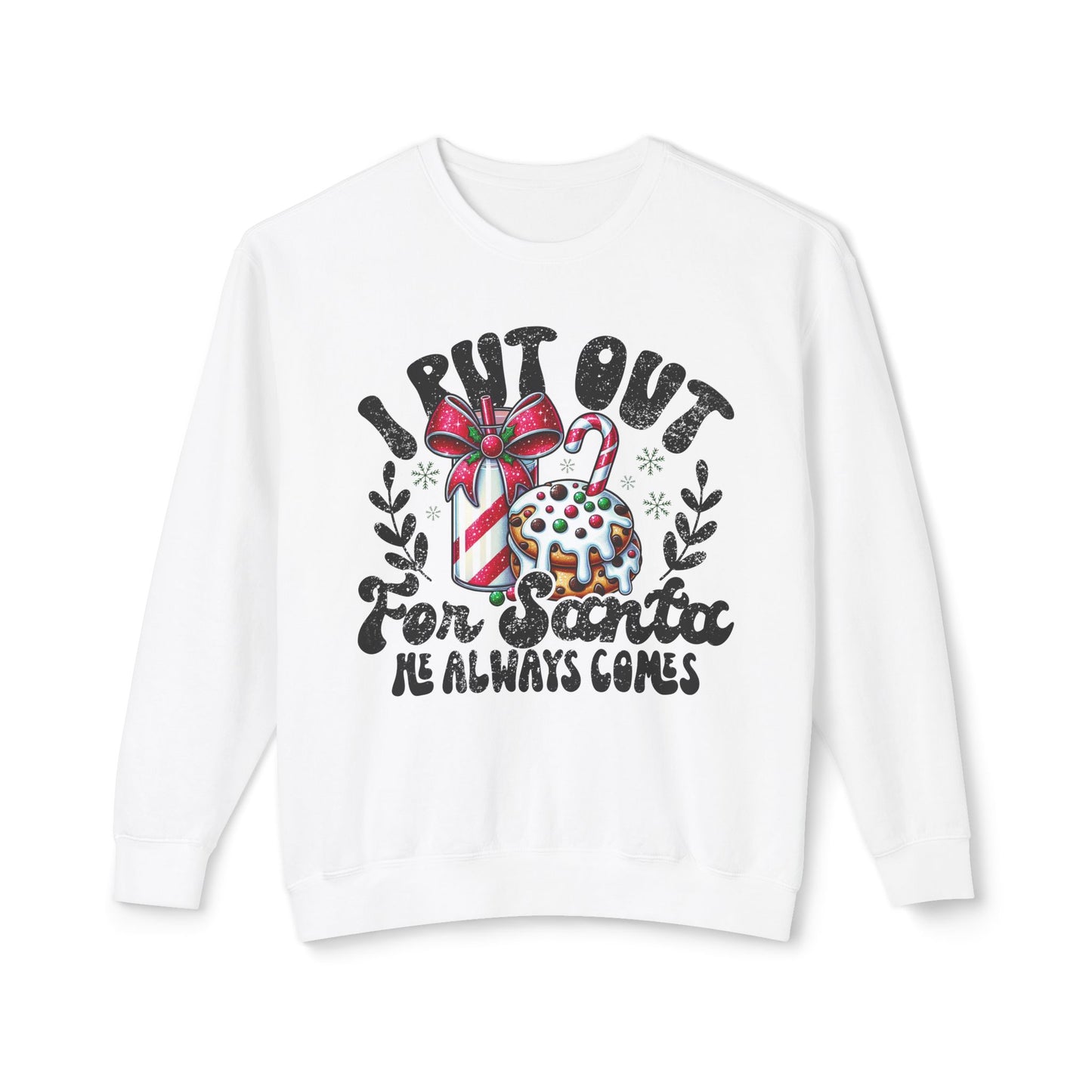 I Put Out for Santa Sweatshirt, Funny Christmas Crewneck, Holiday Gift, Unisex Lightweight Sweater, Festive Apparel, Xmas