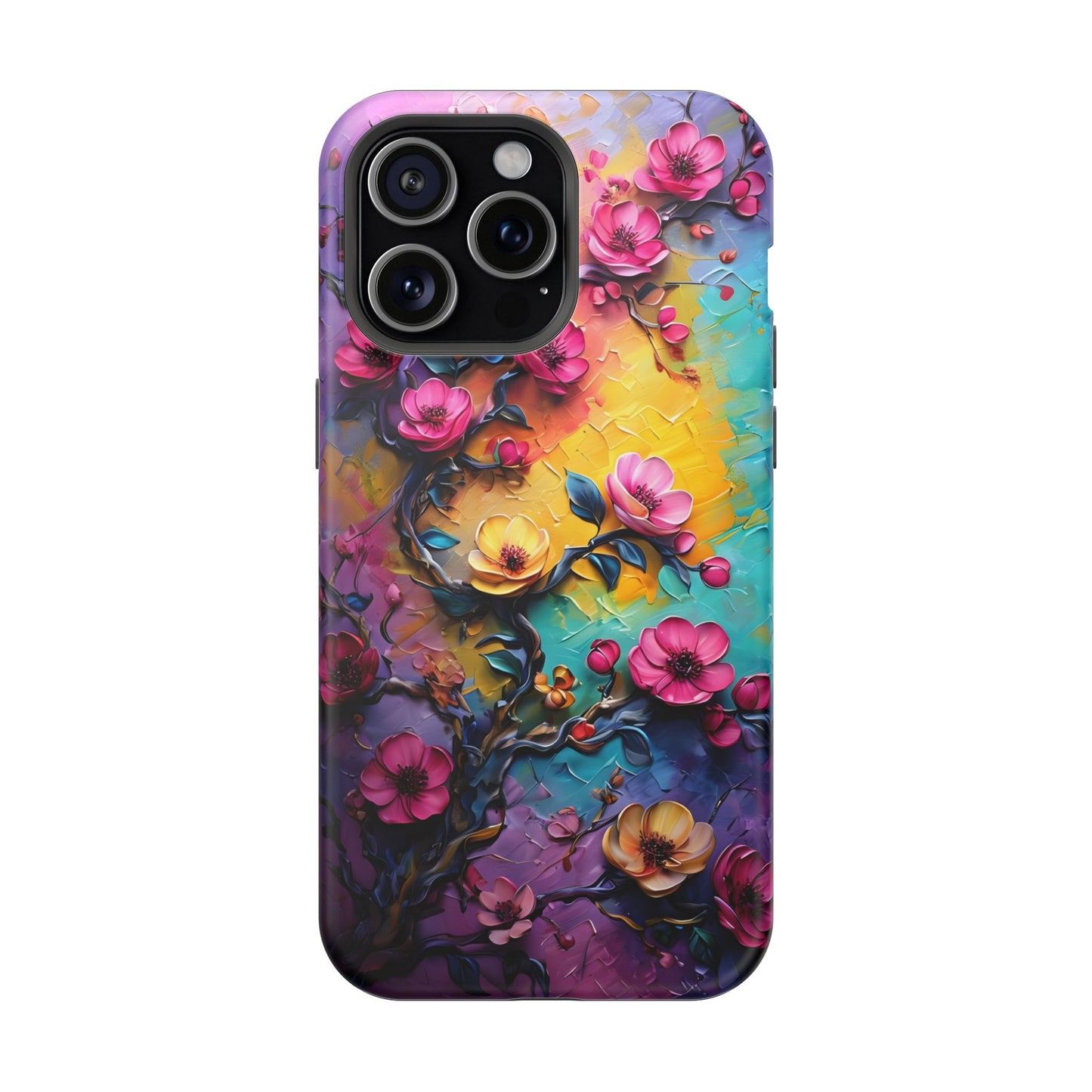 Floral Magnetic Tough Case, Vibrant Phone Cover, Durable Protection, Gift for Flower Lovers, Colorful Floral Design