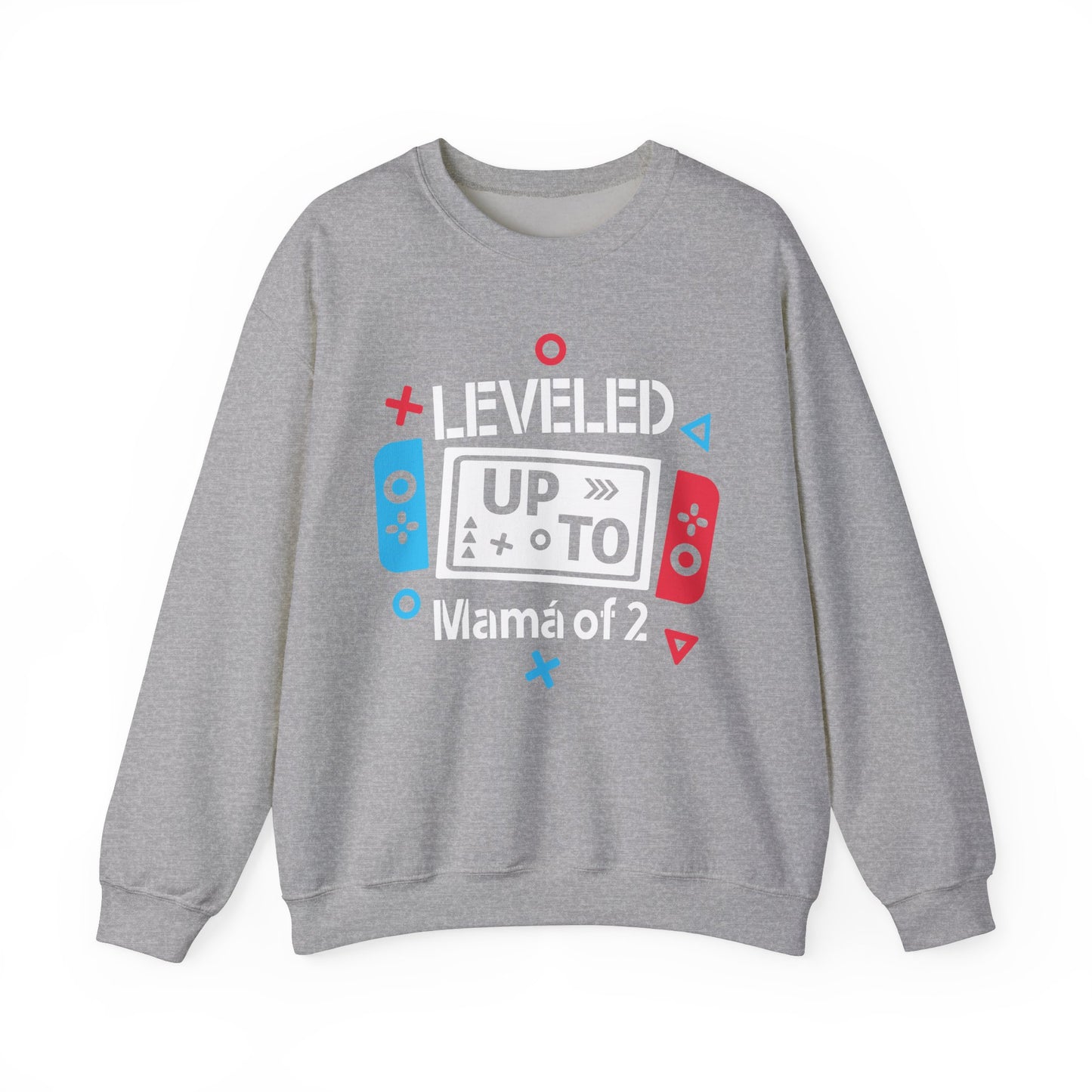 Gaming Mom Crewneck Sweatshirt - "Leveled Up to Mama of 2"