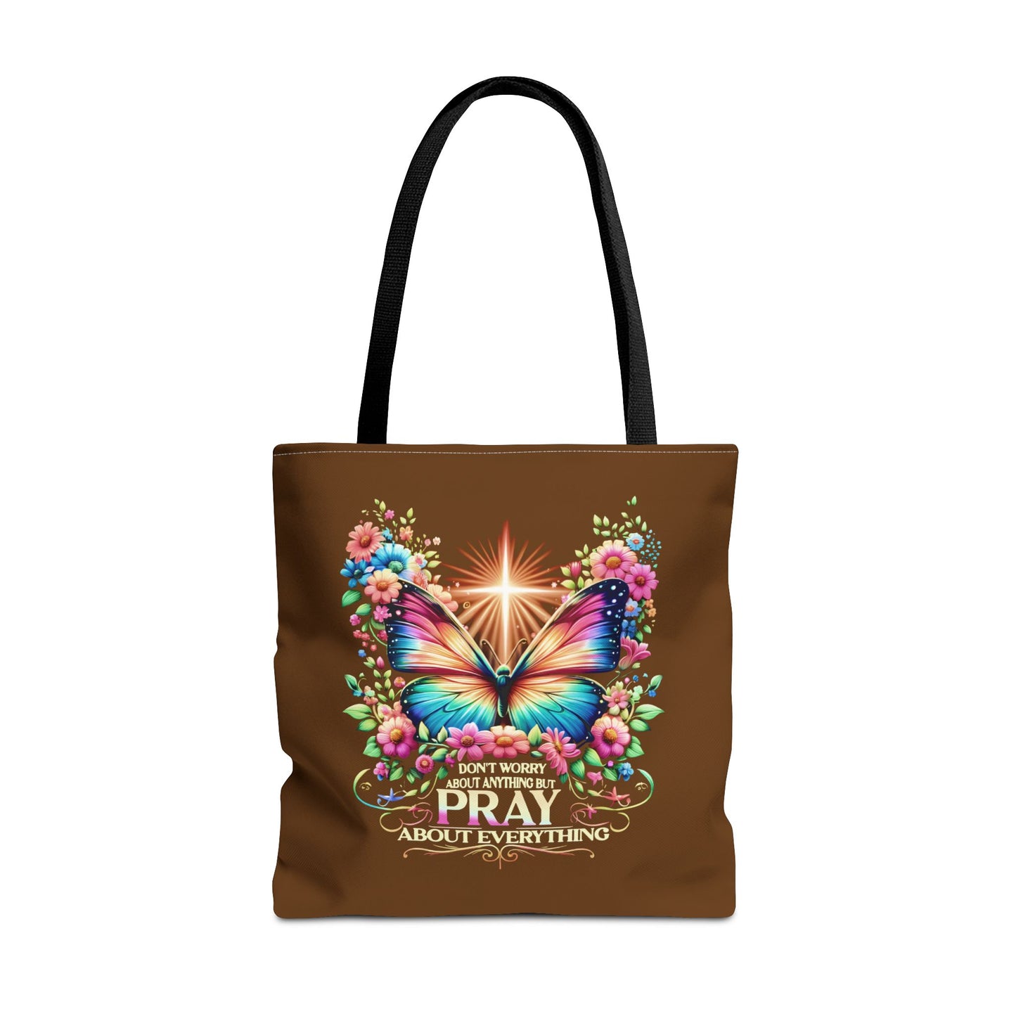 Inspirational Butterfly Tote Bag - "Don't Worry, Pray About Everything" - Motivational Gift, Eco-Friendly Tote, Reusable Shopping Bag,